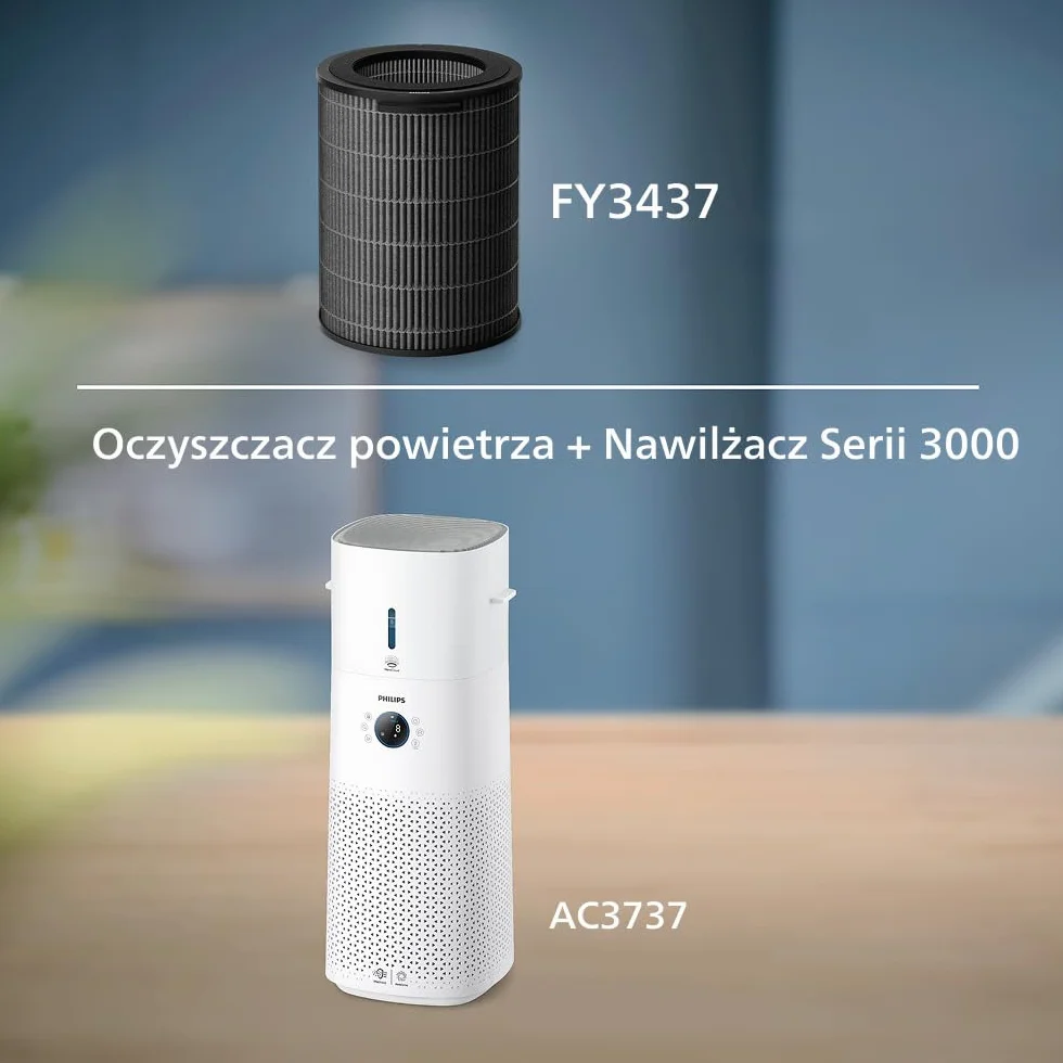 Philips Oryginalny filtr wymienny do oczyszczaczo-nawilżacza powietrza 2 w 1 z serii 3000 AC3737, NanoProtect HEPA + węgiel aktywny, żywotność 36 miesięcy (FY3437/00)