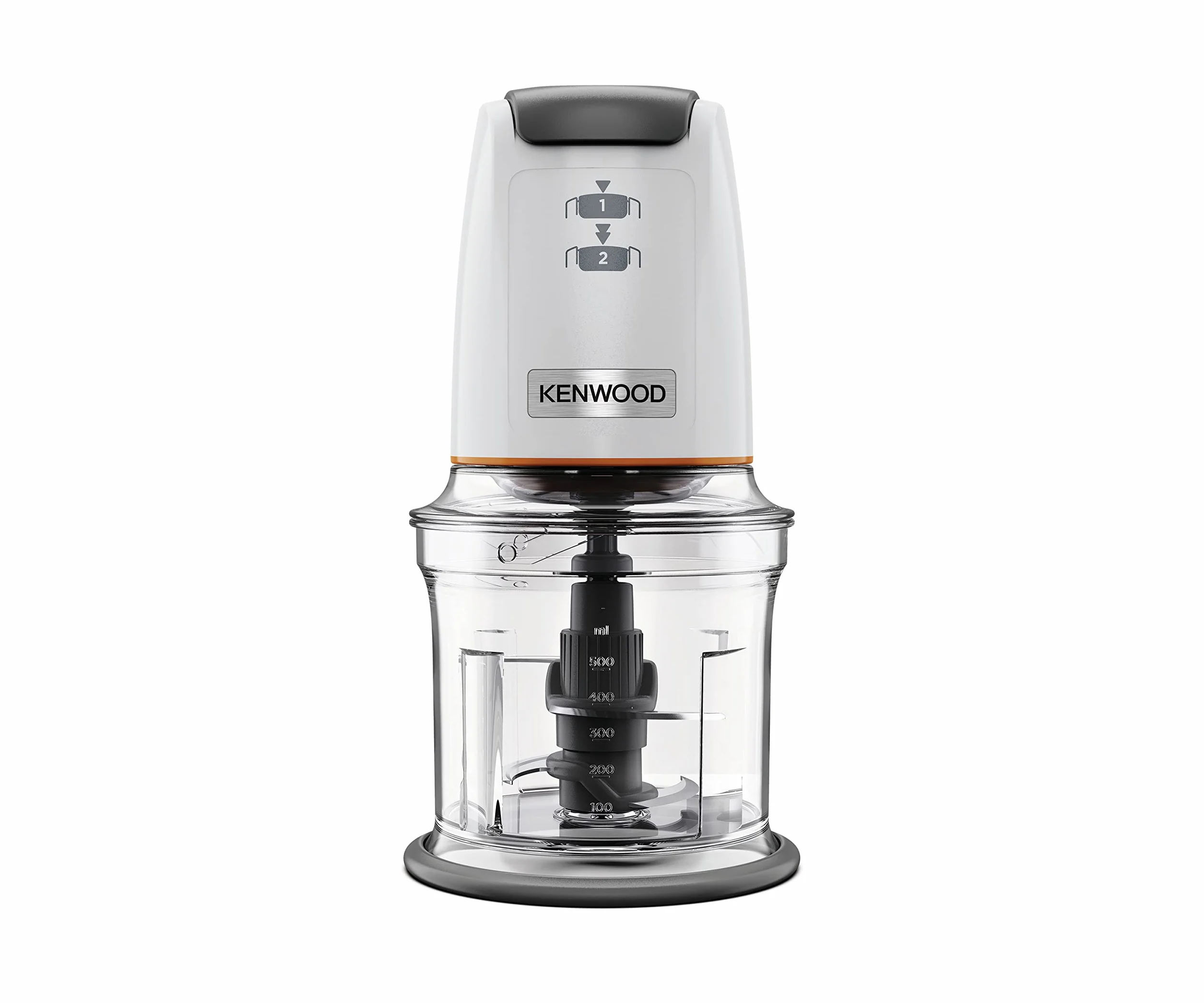 Kenwood EasyChop CHP61.000WH rozdrabniacz z czterema ostrzami, miska 0,5 l, napęd ciśnieniowy, 2 prędkości, pierścień antypoślizgowy, nadaje się do mycia w zmywarce, system lodołamacza, 500 W, biały