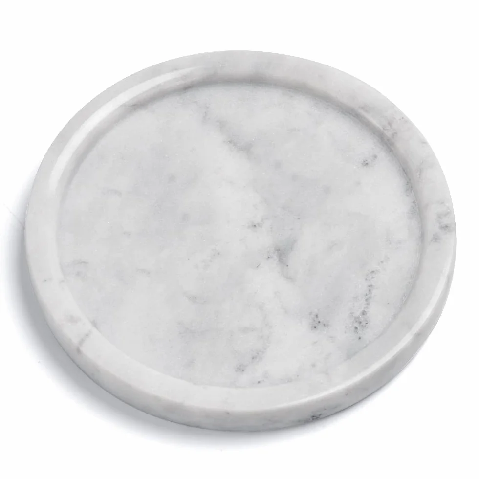Okrągła taca z naturalnego marmuru 14 cm do przechowywania biżuterii i perfum