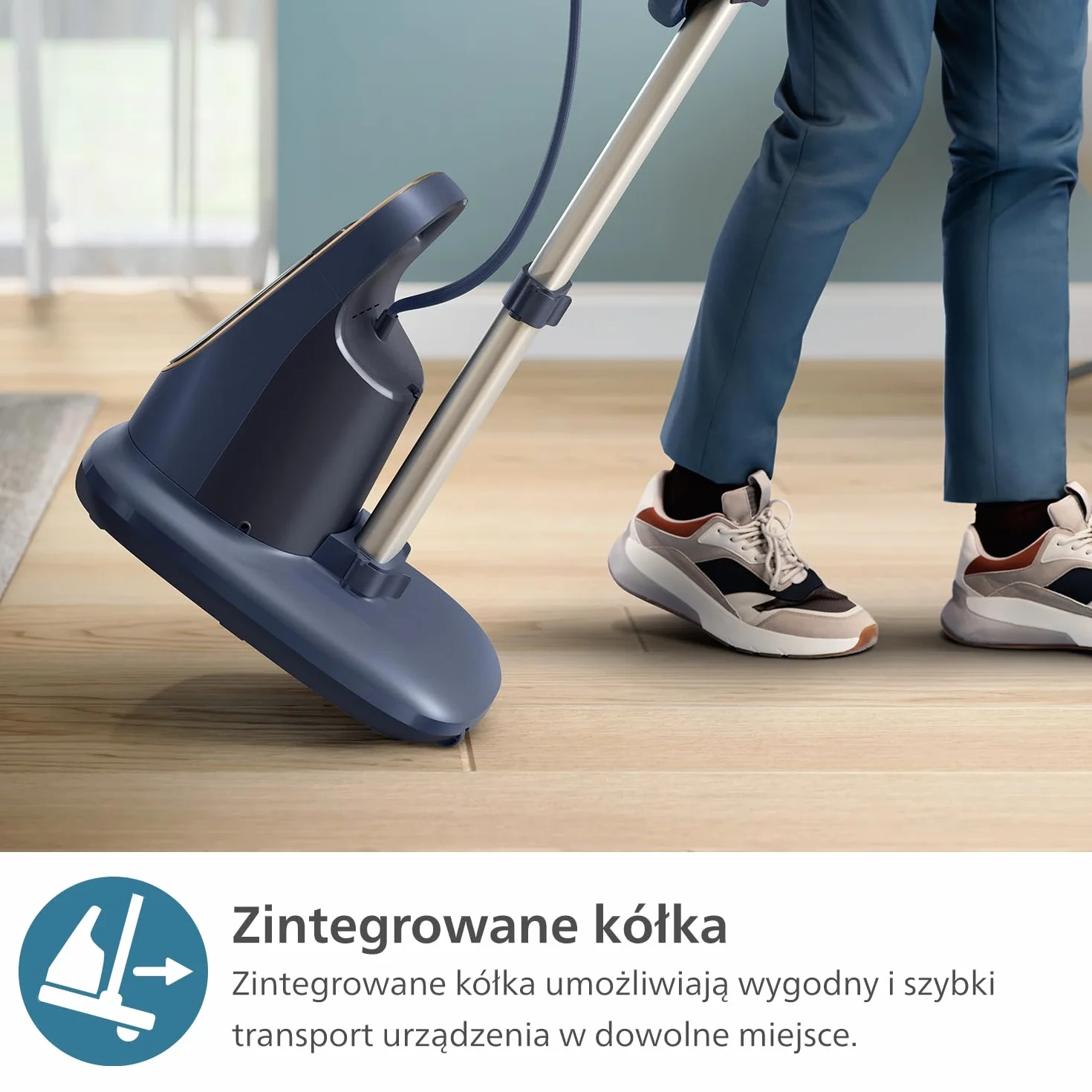 Philips All-in-One Zestaw do Prasowania 8500 – Deska z Regulacją Kąta, Technologia OptimalTEMP, Odłączana Podstawa, Zabija 99,9% Bakterii i Roztoczy, Ciemnoniebieski (AIS8530/20)