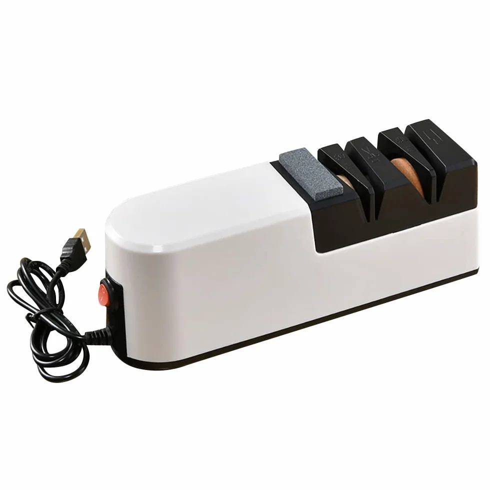 USB Elektryczna ostrzałka do noży automatyczna, regulowana, 3-stopniowa ostrzałka do noży domowych