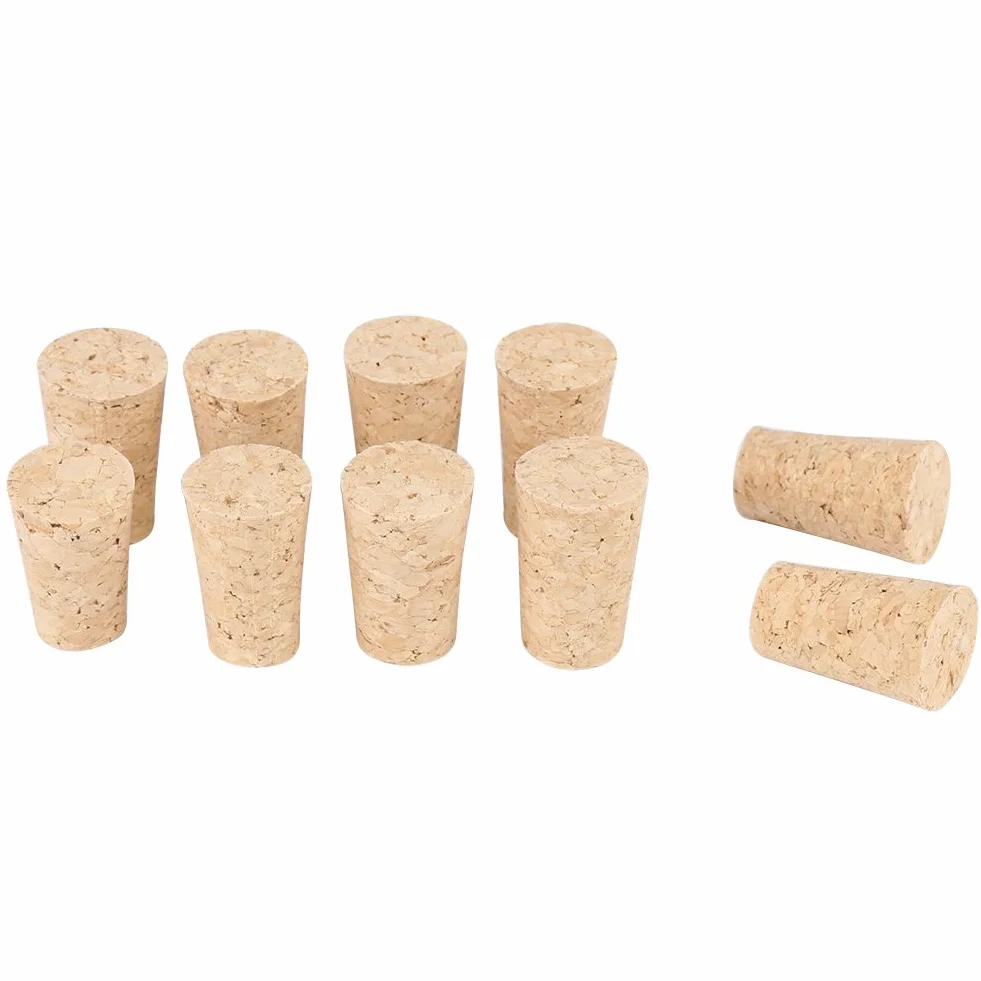 Naturalne korki do wina – 10 szt. naturalnych drewnianych korkowych korków, szczelne, zwężane, puste korki do wina, butelki z korka, rzemiosło do butelek wina, alkoholu (2,2 x 3,5 x 1,7)
