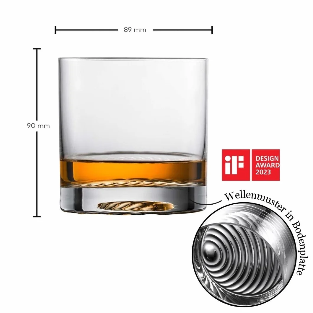 Zwiesel Glas Szklanki do whisky, duże Echo (zestaw 4 szt.), nowoczesny kubek do whisky, nadają się do mycia w zmywarce, wykonane w Niemczech (nr art. 123377)