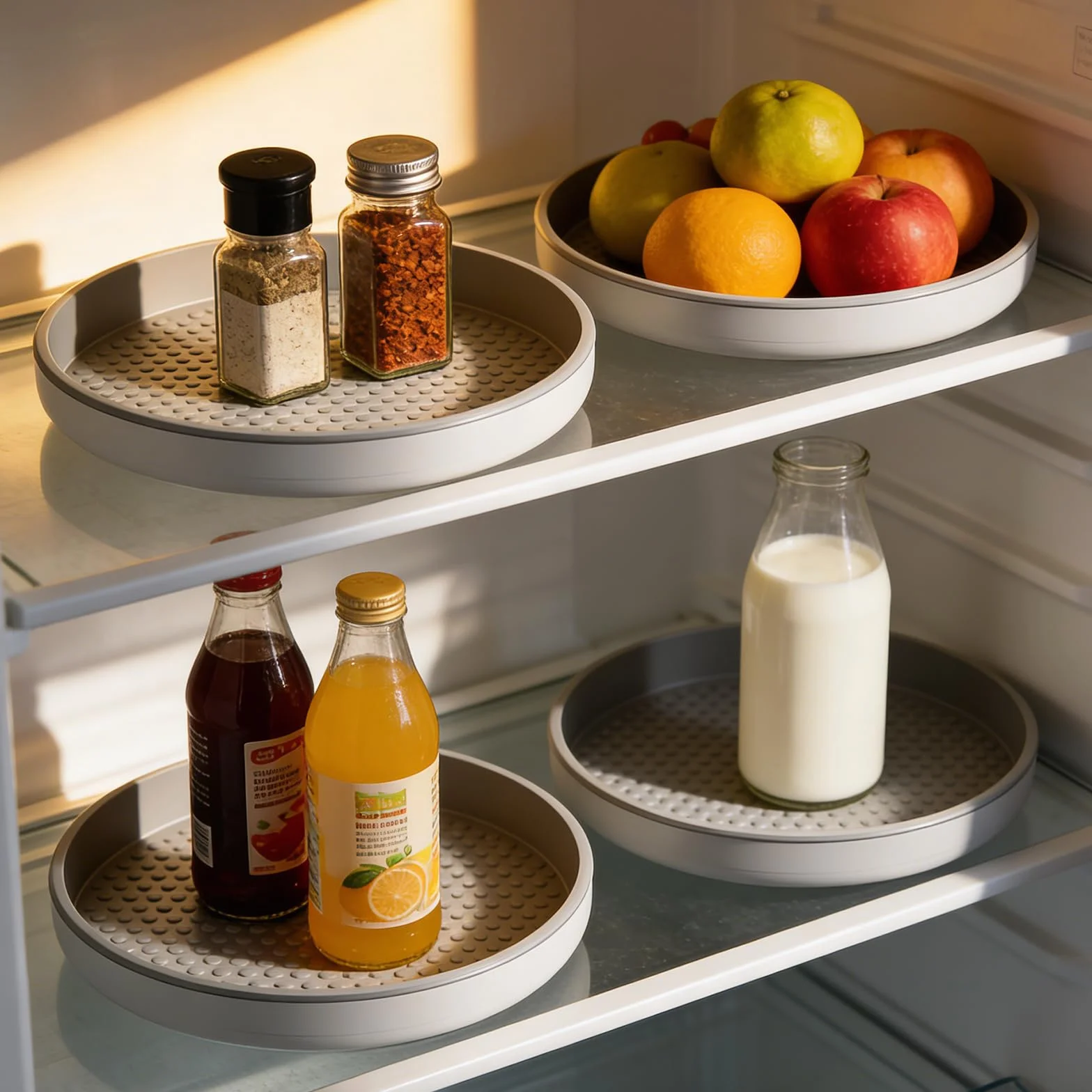 Lazy Susan organizer do lodówki obrotowy 360° zestaw 4 sztuk