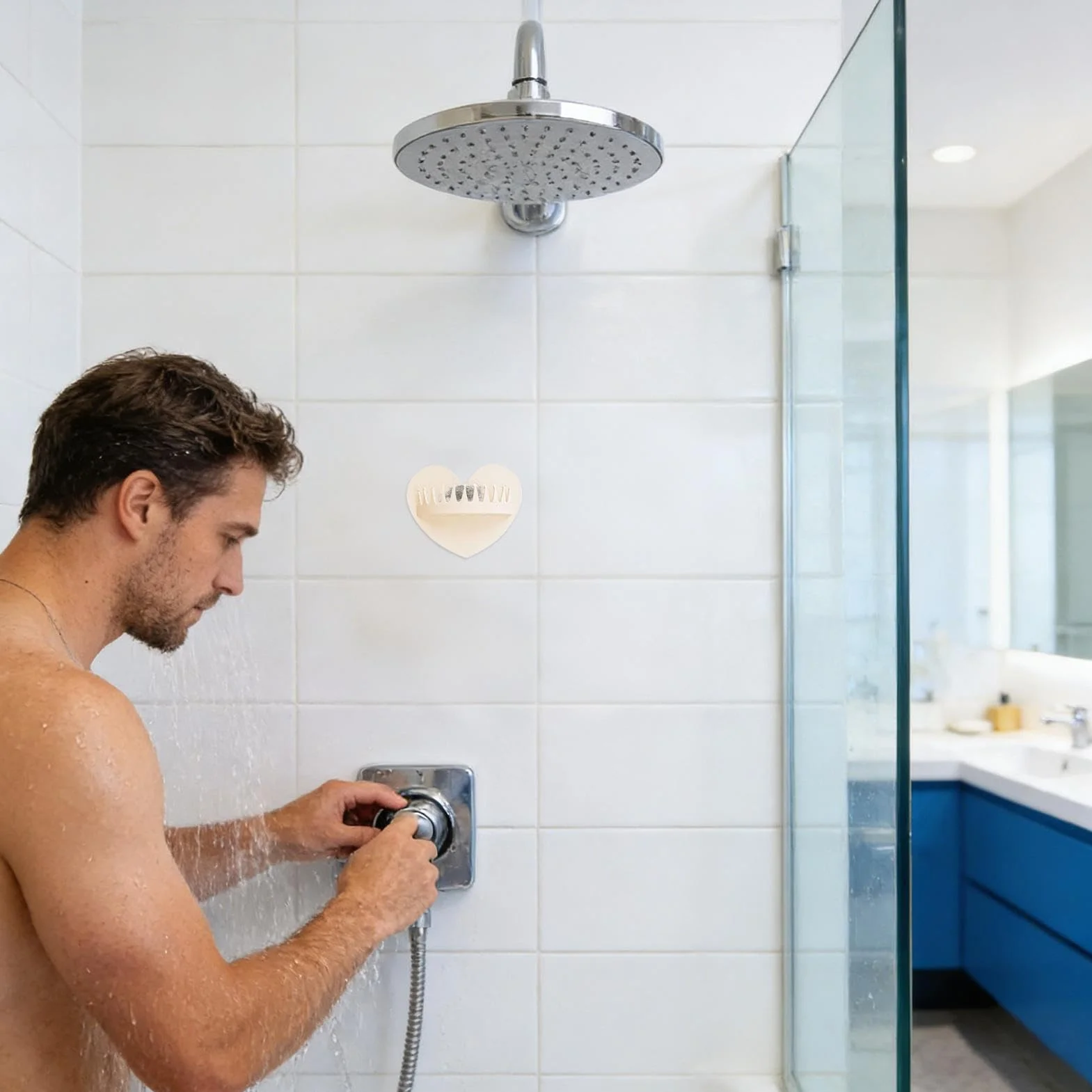 Suction Cup Hair Catcher - Wall Shower Trap | 3.9x4.72in Reusable Silicone Hair Grabber with Heart Design for Bathroom, Shower, Sink, Girls Wife Girlfriend Indoor Home