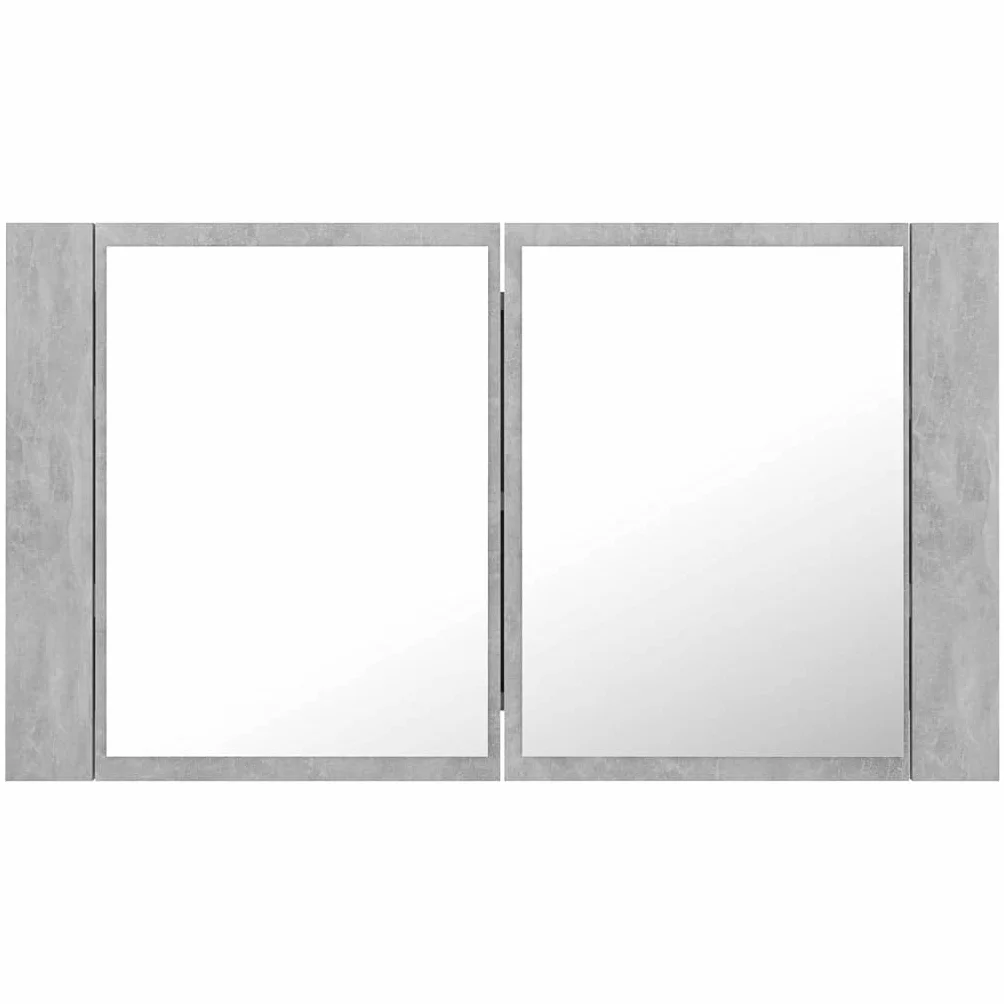 Szafka łazienkowa z lustrem LED, betonowa, szara, 80 x 12 x 45 cm, akryl, szafki i przechowywanie, szafki toaletkowe, szafki łazienkowe