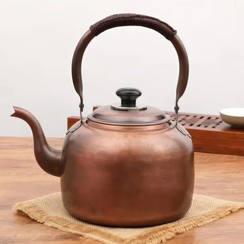 Ręcznie robiony miedziany gwizdający czajnik do herbaty, 5 l, do gotowania gazowego i indukcyjnego, klasyczny design z litej miedzi, idealny dla miłośników herbaty i domowych kucharzy