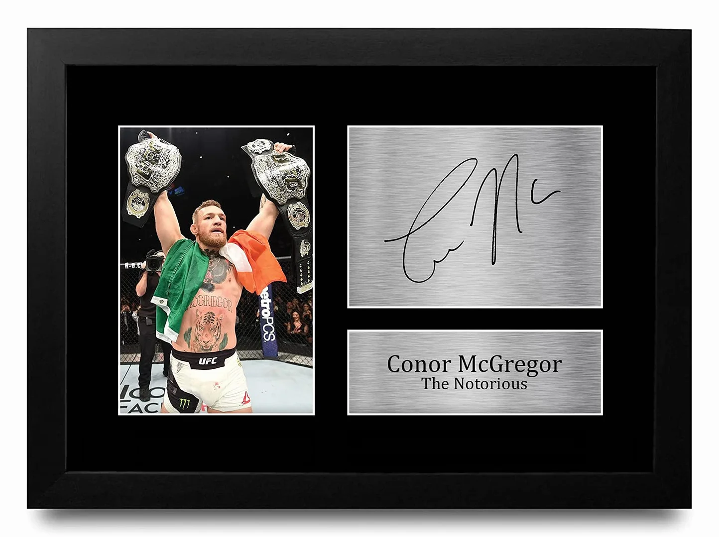 HWC Trading FR Conor McGregor prezent podpisany w ramce A4 drukowany autograf UFC prezenty wydruk zdjęcia obraz wyświetlacz