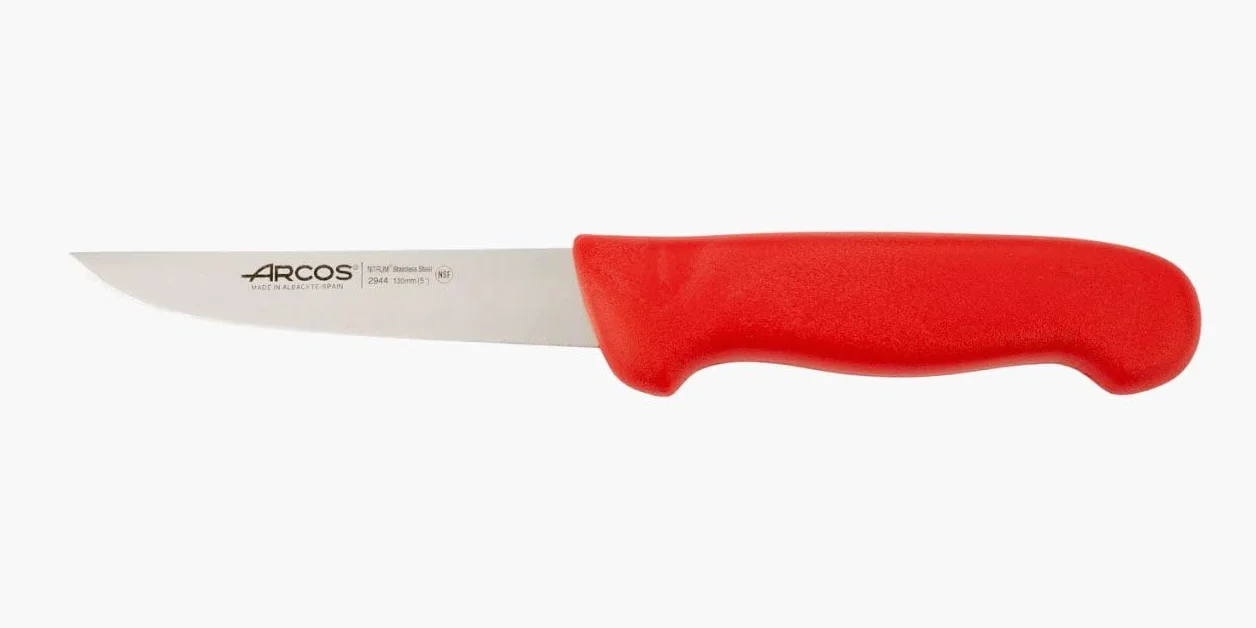 Arcos 294422 seria 2900-boning nóż nóż nitrm 130 mm (5,12 cala) - uchwyt polipropylenowy czerwony kolor, stal nierdzewna 18/8