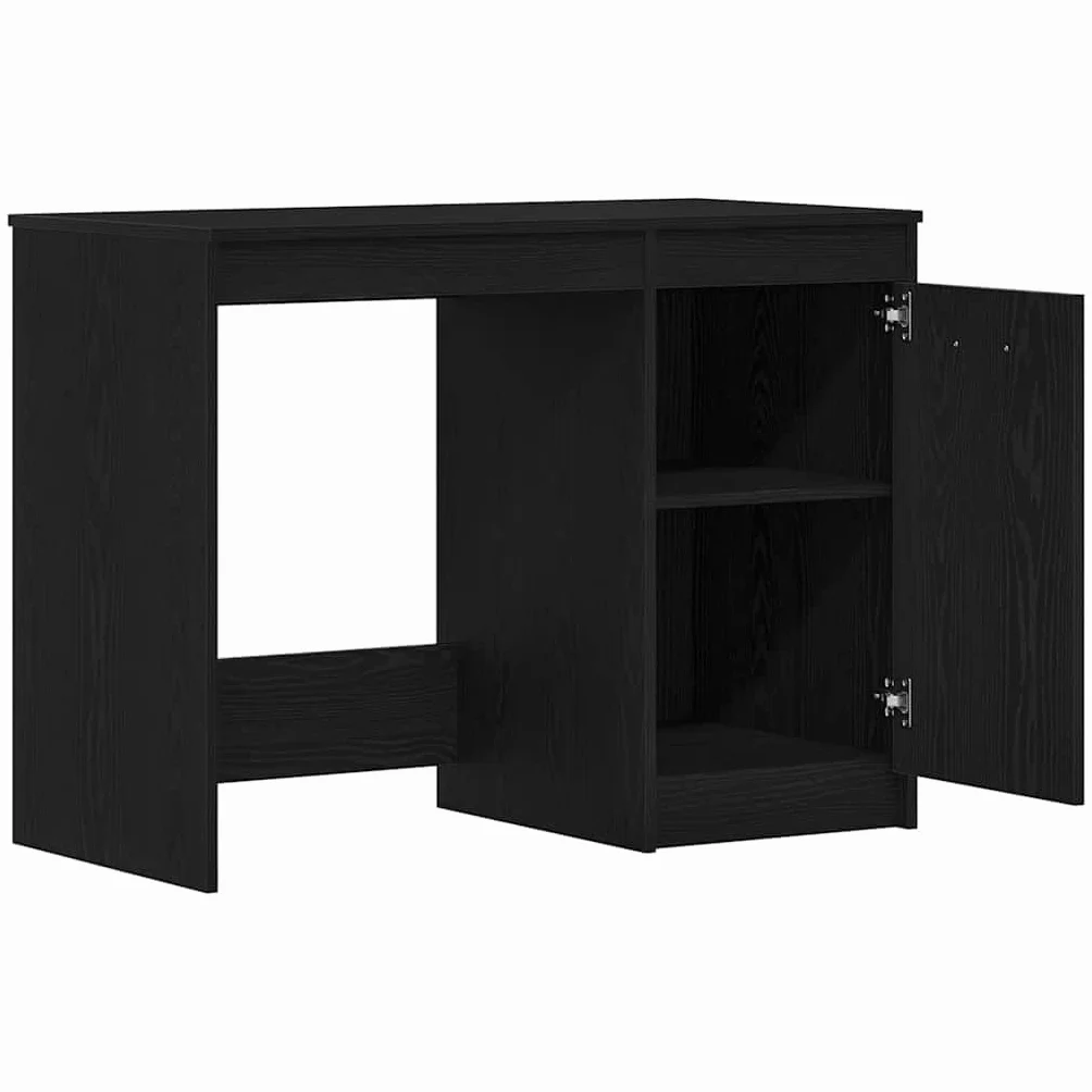 Biurko z materiału drewnopochodnego w kolorze czarnym o wyglądzie dębu 100 x 50 x 76 cm z miejscem do przechowywania komputera, laptopa, komputera, biura i domowego biura, kompaktowe do nauki
