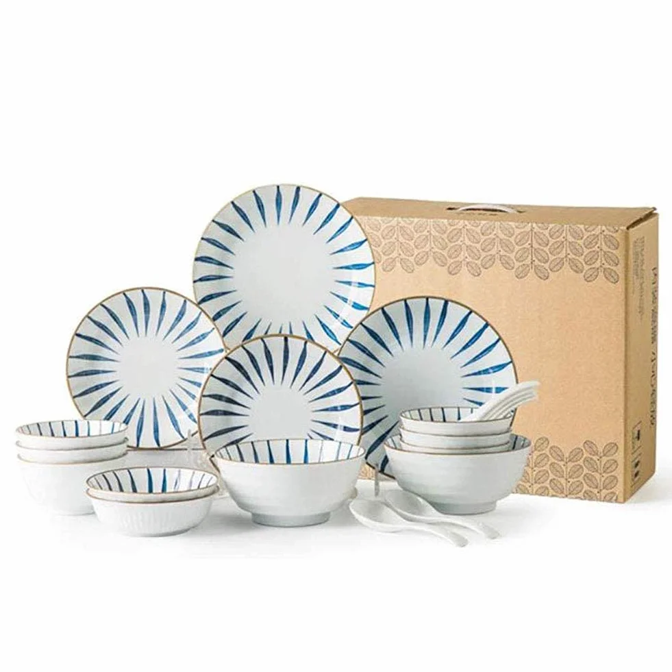 Naczynia/talerze/zestaw misek, 18 sztuk ceramiki zestawy obiadowe Vintage ręcznie malowane porcelanowe zastawy stołowe zestaw prezenty na parapetówkę