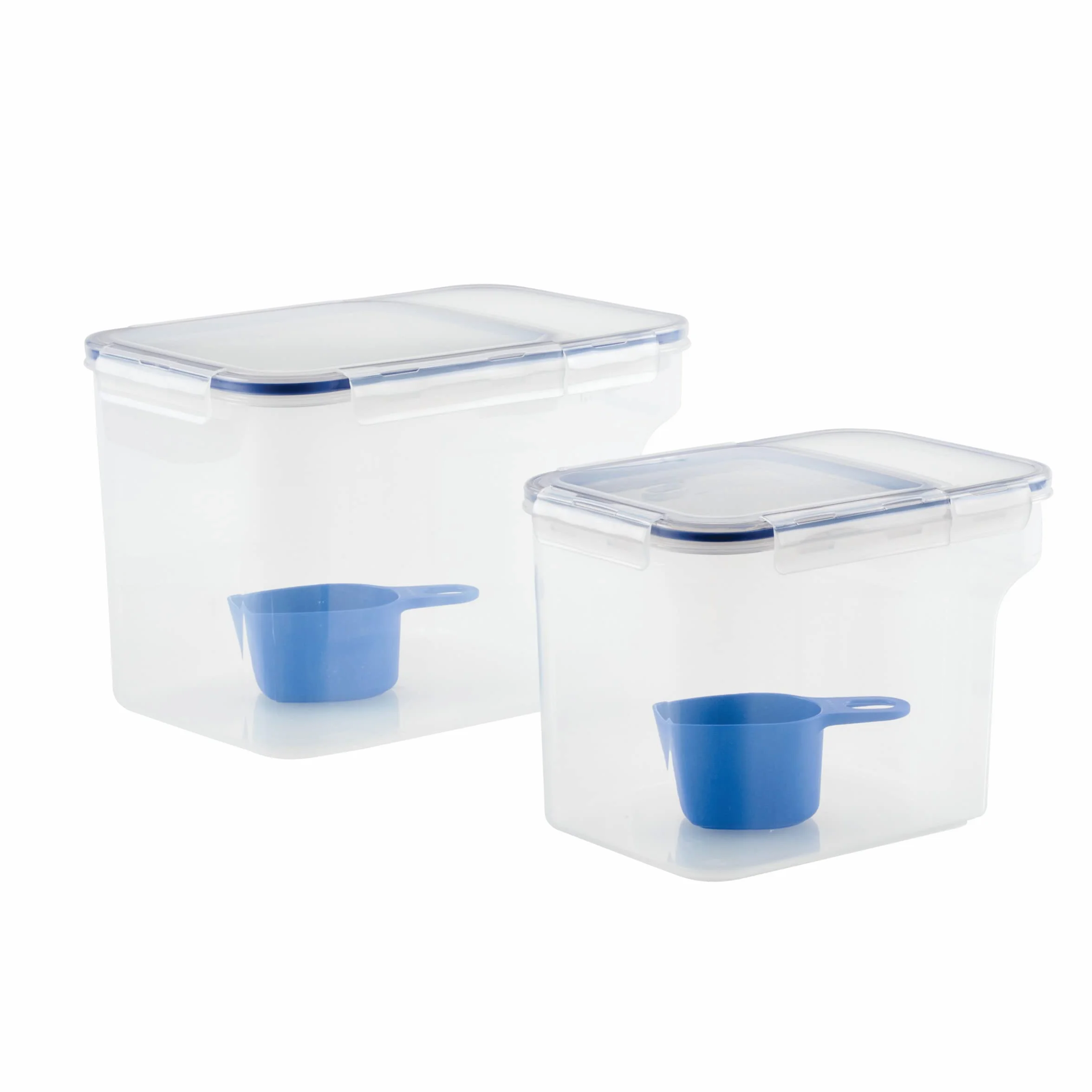 LocknLock Easy Essentials - Juego de contenedores y cubos de almacenamiento de alimentos, sin BPA, apto para lavaplatos, 4 piezas, transparente