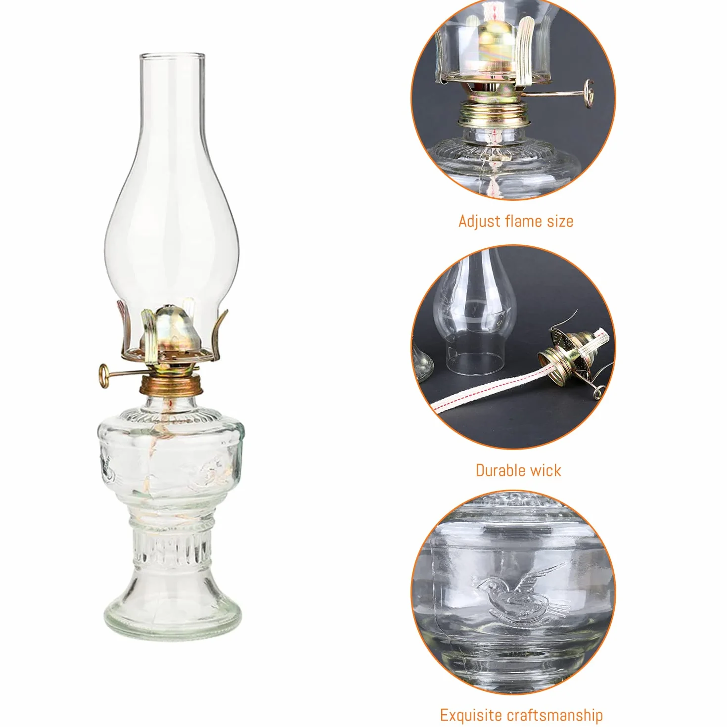 TRANSPLANT szklana lampa naftowa, lampa olejna, szklana, klasyczna, retro, dekoracja domu, lampa, ślub, festiwal, dekoracja, duża pojemność, 32 cm
