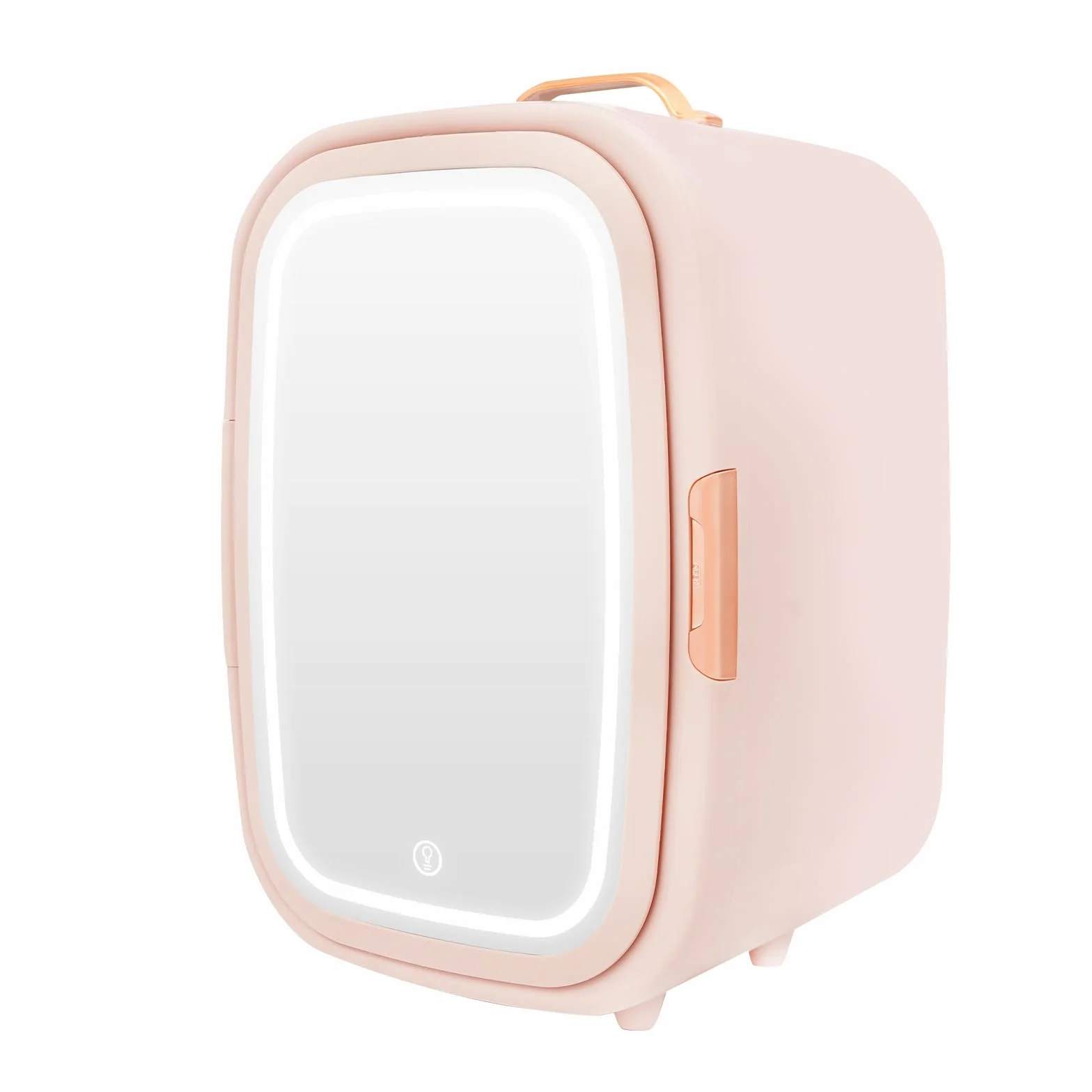 Mini lodówka kosmetyczna, mini lodówka z 3-stopniowym lustrem LED, mała lodówka Skincare z funkcją chłodzenia i ogrzewania, do sypialni, biura i samochodu (różowa)