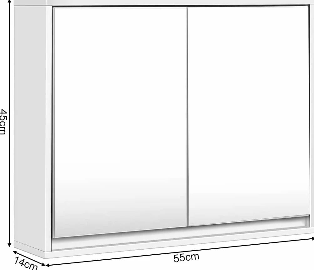 COSTWAY Dwudrzwiowa szafka z lustrem MDF 55x14x45 do łazienki