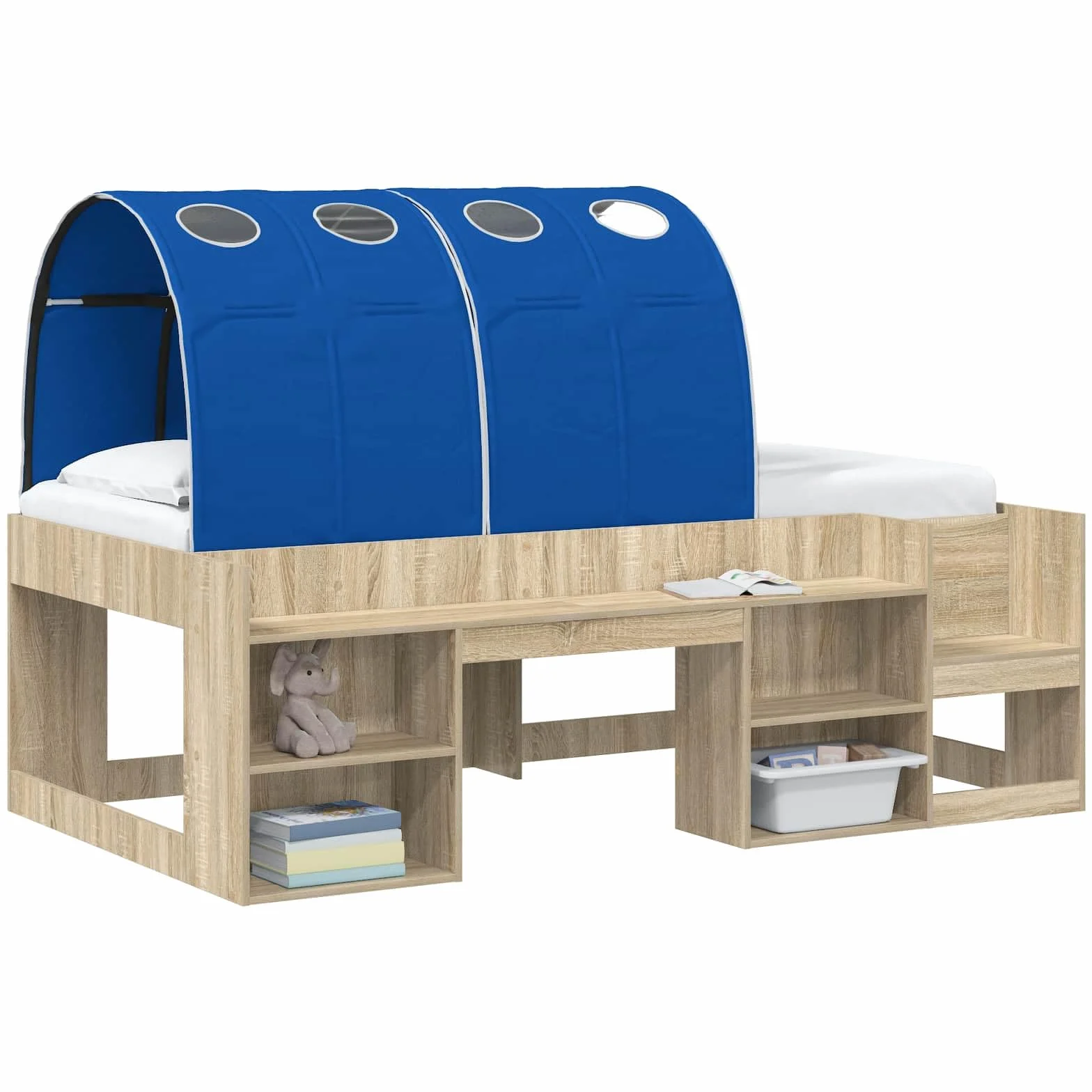 Hothingwell Łóżko 2 szt. Niebieski 211 X 67,5 X 2 Cm Poliester | Oddychający, nowoczesny design, do łóżka typu king-size, łatwy montaż przez 2 osoby