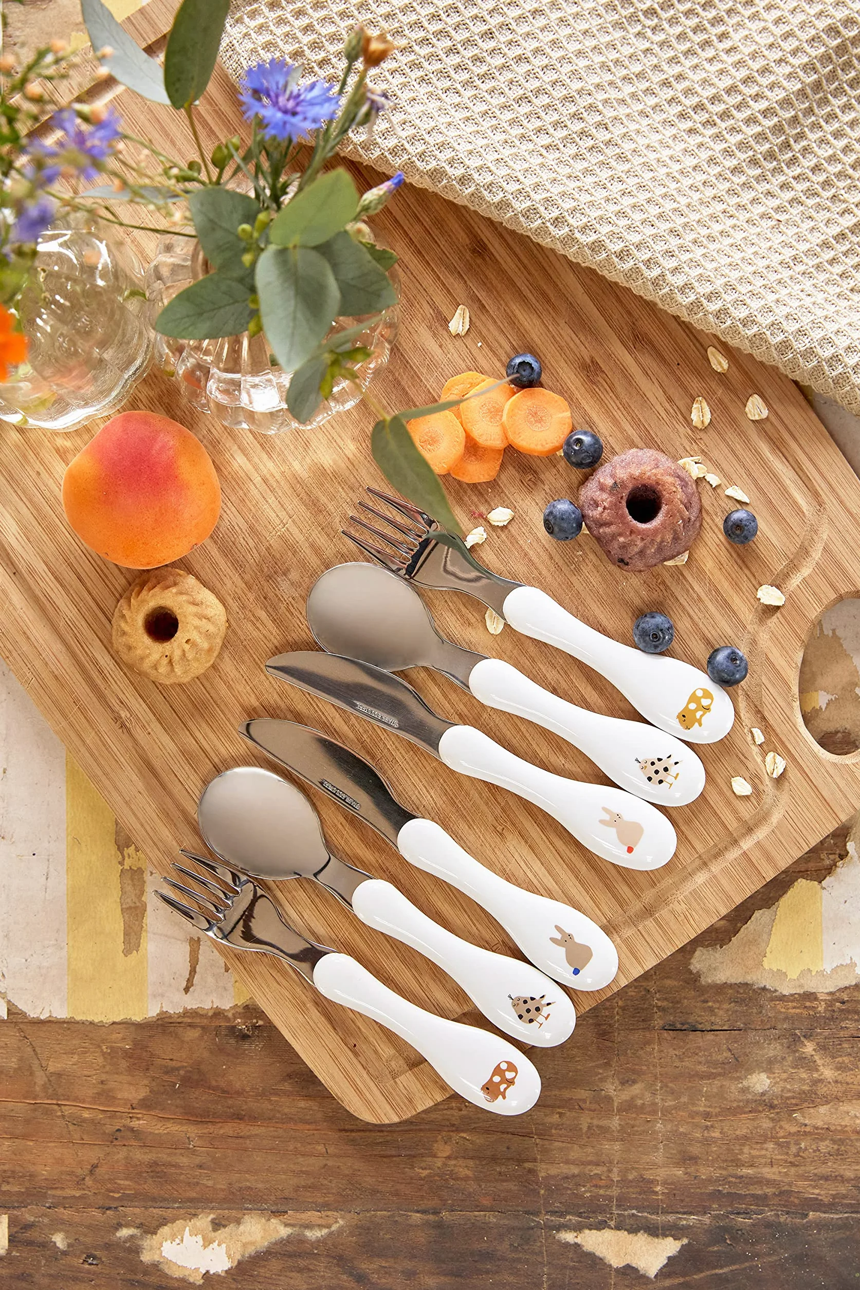 LÄSSIG Zestaw sztućców dla dzieci, 3-częściowy, łyżka, widelec, nóż, stal nierdzewna, uchwyt z tworzywa sztucznego/Cutlery Little Mateys spicy orange