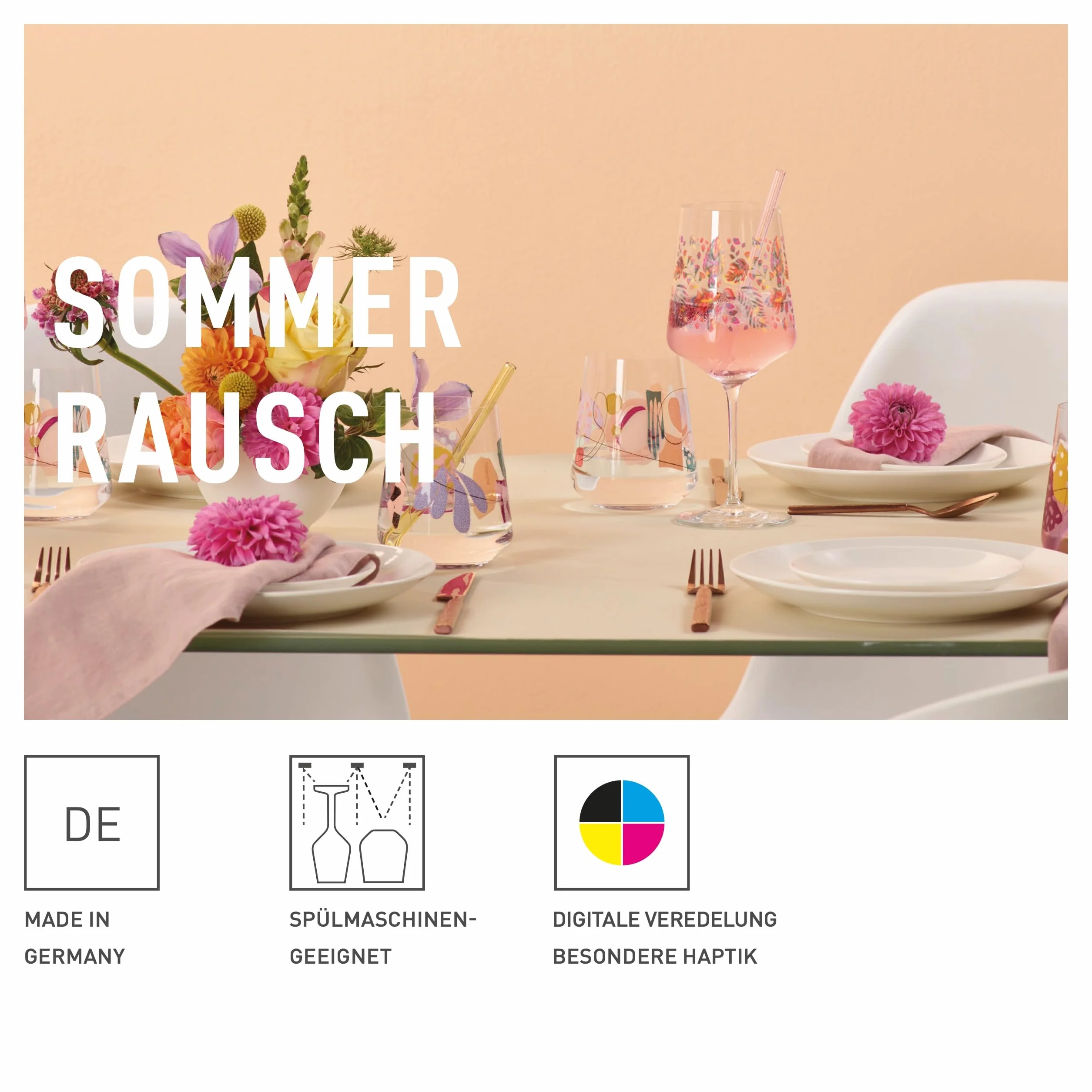 RITZENHOFF 6221001 zestaw 2 słoików na aperitif, 500 ml, seria Sommerrausch, styl kwiatowy, wielokolorowe - Made in Germany