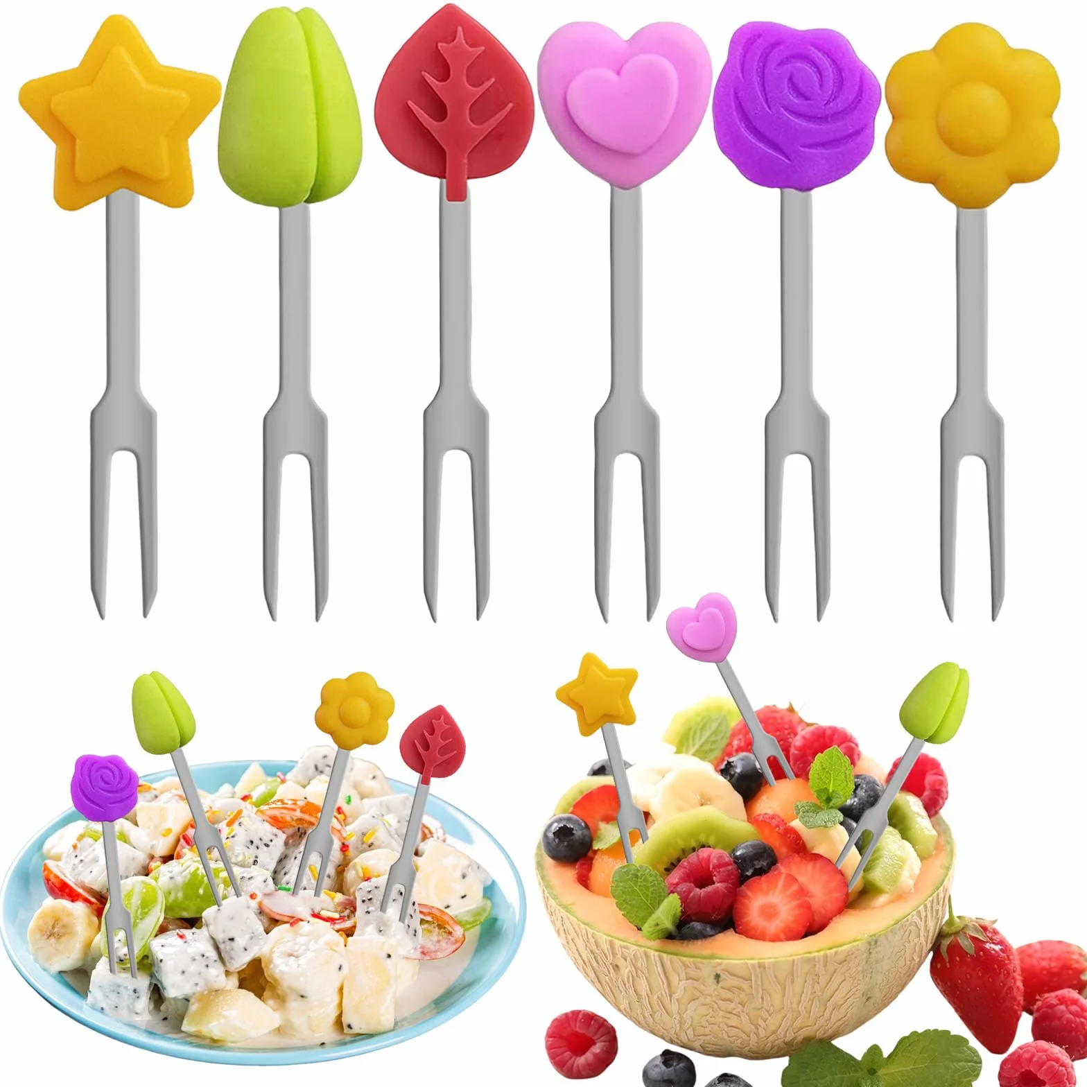 Piekser 6 sztuk widelczyków do owoców dla dzieci, widelczyki do owoców dla dzieci, mini widelce dla dzieci, pudełko śniadaniowe, Piekser dla dzieci, na lunch, imprezę, popołudniową herbatę