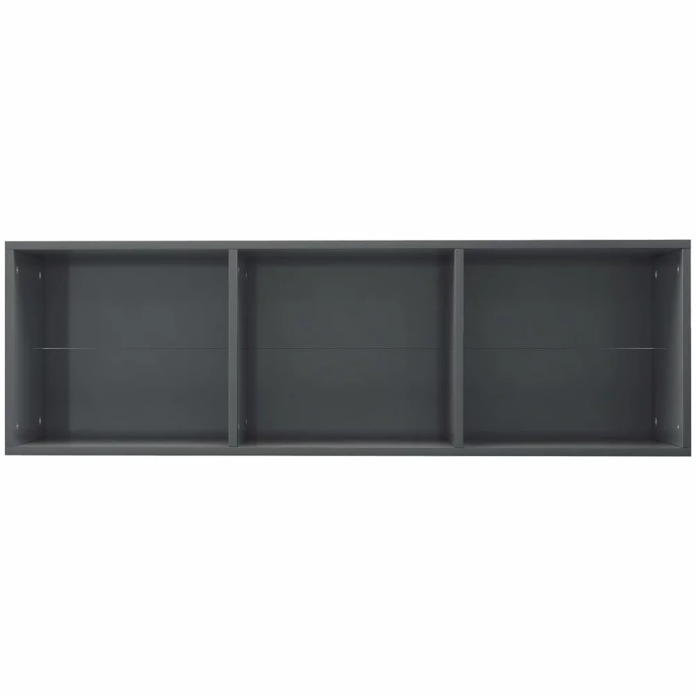Regał na książki, szafka pod telewizor, wysoki połysk, szary, 36 x 30 x 114 cm, materiał drewnopochodny, 3 przegródki, uniwersalny organizer Cube do salonu, biura i sypialni