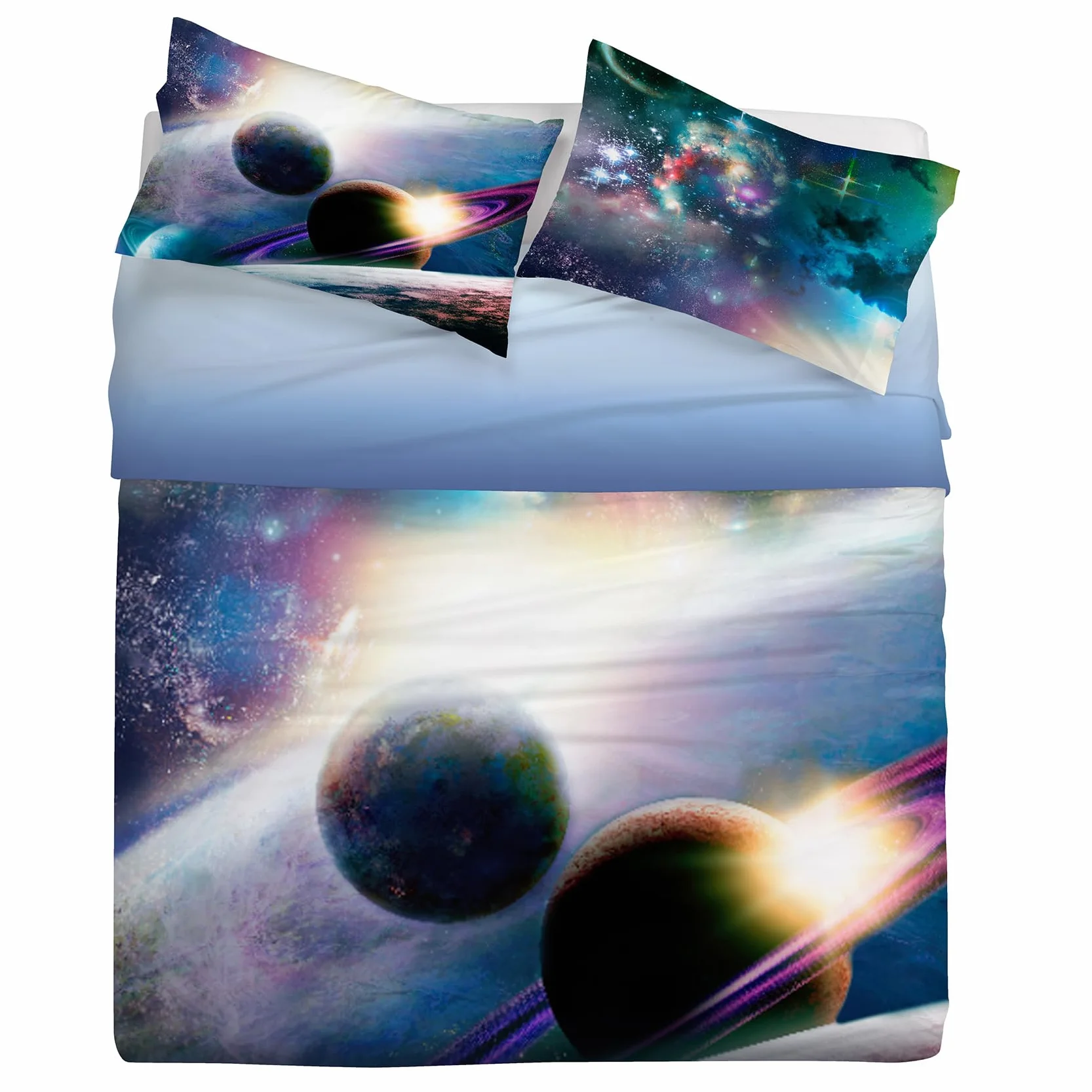 Gabel Parure prześcieradło z gumką Planet, 250 x 290 cm, czysta bawełna, wielokolorowy, druk cyfrowy