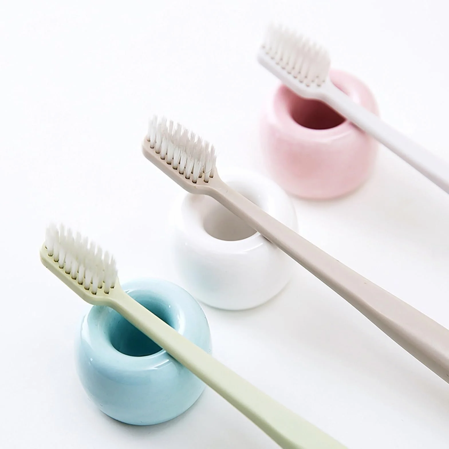 Uchwyt Na Szczoteczki Do Zębów Akcesoria Łazienka Ceramiczny Uchwyt Na Szczoteczki Do Zębów Blat Łazienkowy Organizer Stojak(Grün)