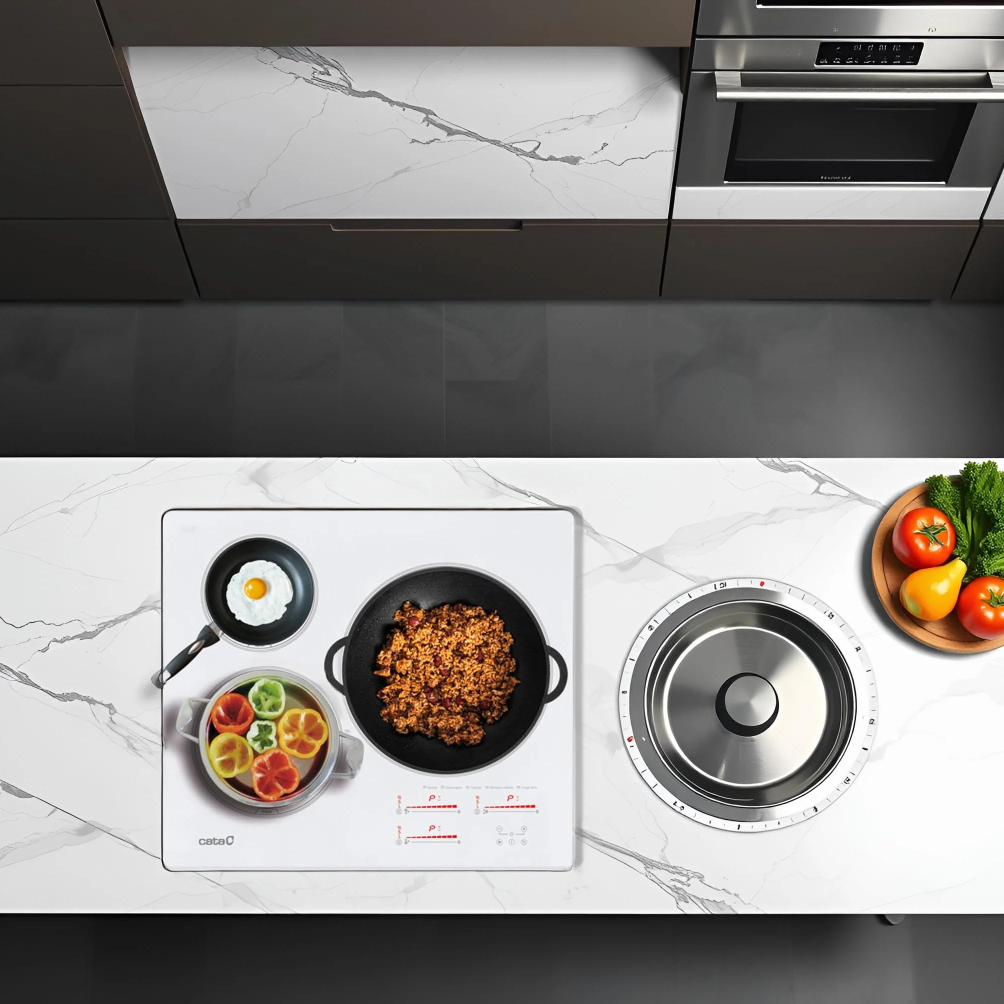 Degustacja | Płyta indukcyjna | Model INSB 6030 WH | 3 strefy gotowania | 9 poziomów mocy + Booster | Szerokość 60 cm
