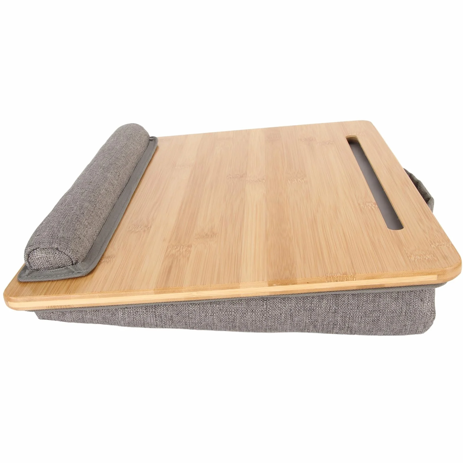 Biurko z poduszką na Nadgarstek, Lekkie, Przenośne Biurko z Bambusa na Laptopa, z Miejscem Tablet z Kątem Nachylenia, Idealne do Domu, Biura, Pracy i Czytania