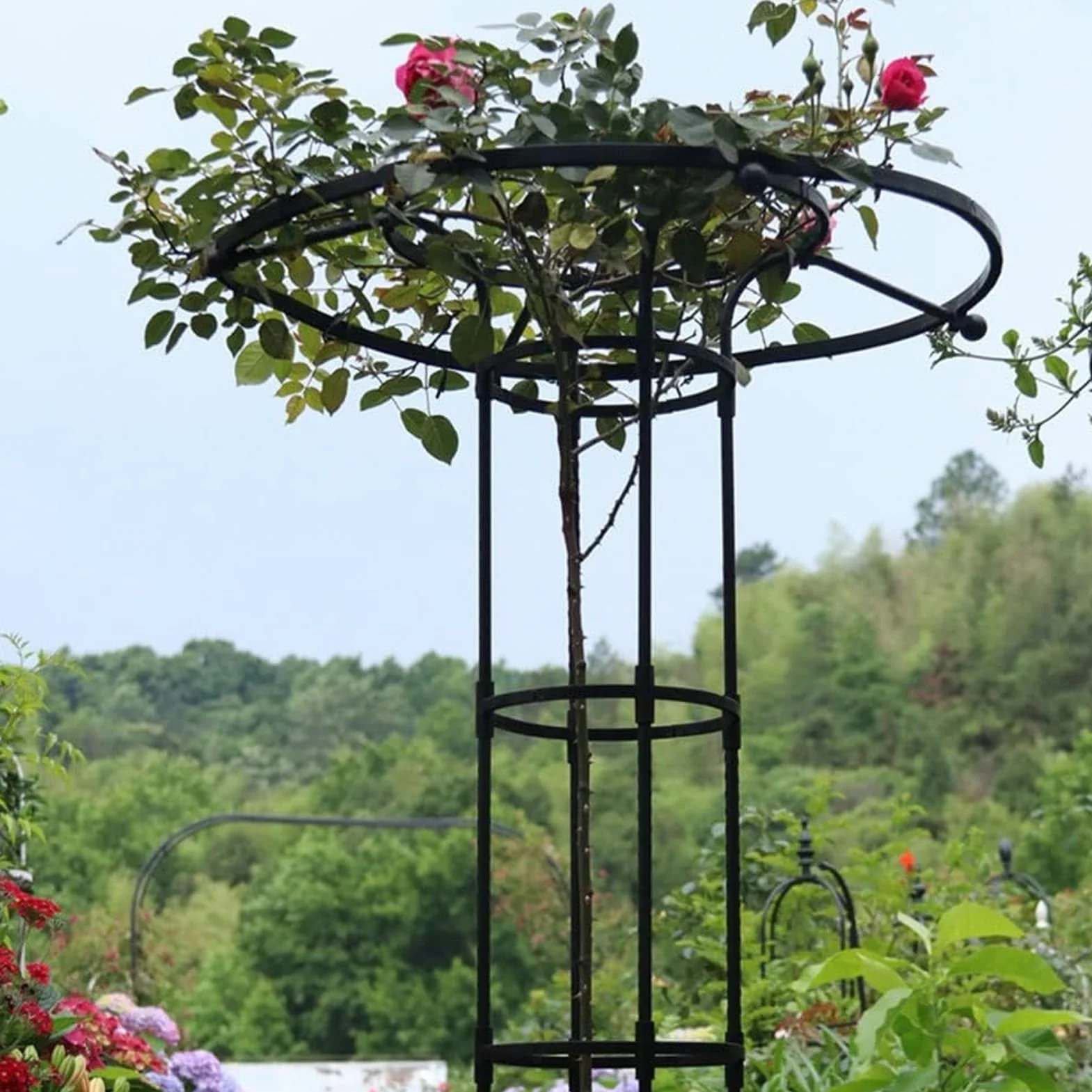 82,67 cala pionowa kratka ogrodowa ze stali nierdzewnej do roślin pnących i kwiatów biały stojak na kwiaty do użytku na zewnątrz, klatka na pnącza, wisteria i róże.