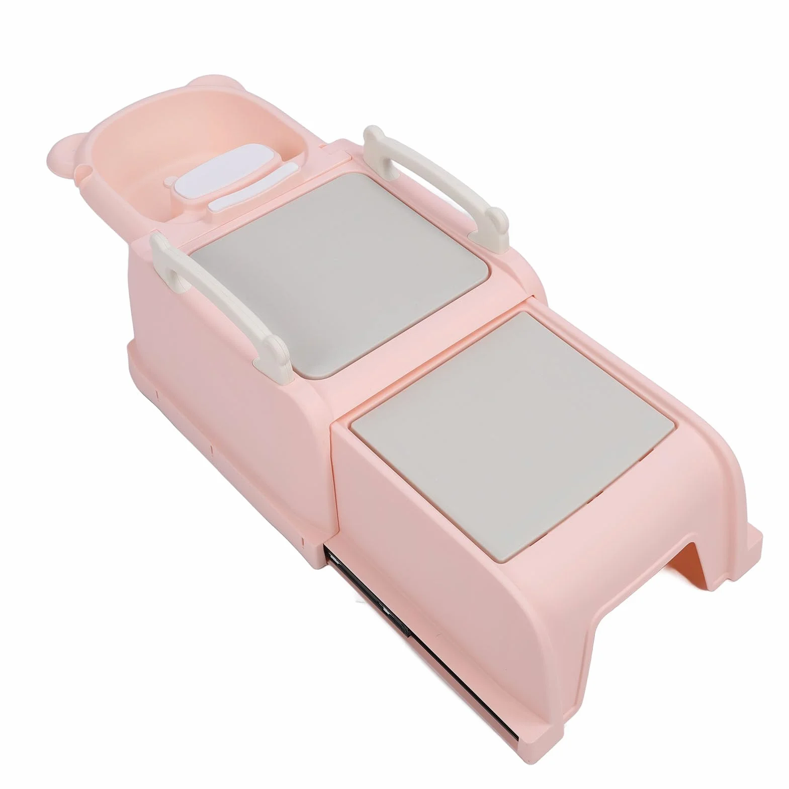 Hztyyier Krzesełko do Mycia Włosów dla Niemowląt z Unikalnym Zagłówkiem i dolną rurą spustową dla Małych Dzieci, Tworzywo Sztuczne (PINK)