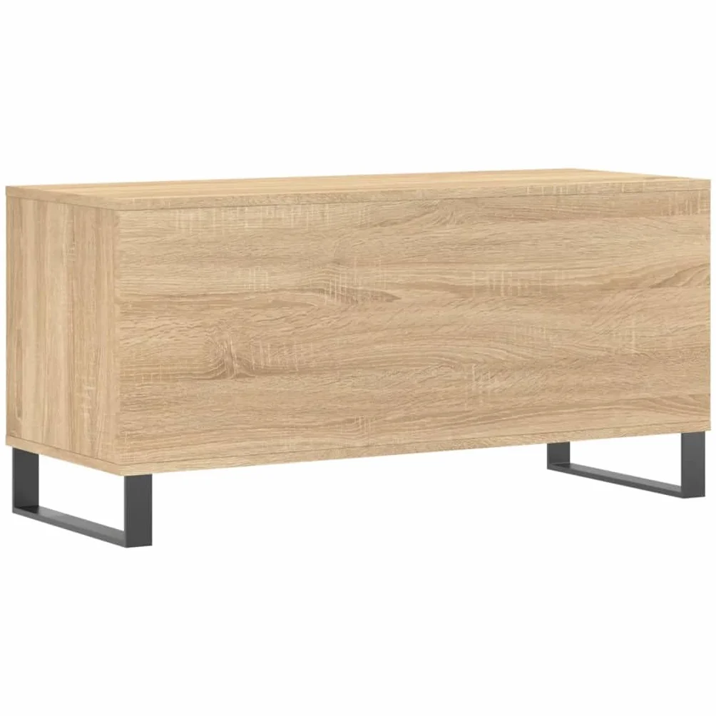Szafka panelowa, dąb Sonoma, materiał drewnopochodny z żelaznymi nogami, 100 x 38 x 48 cm, miejsce do przechowywania płyt gramofonowych i winylowych płyt LP, stabilna szafka winylowa z półką