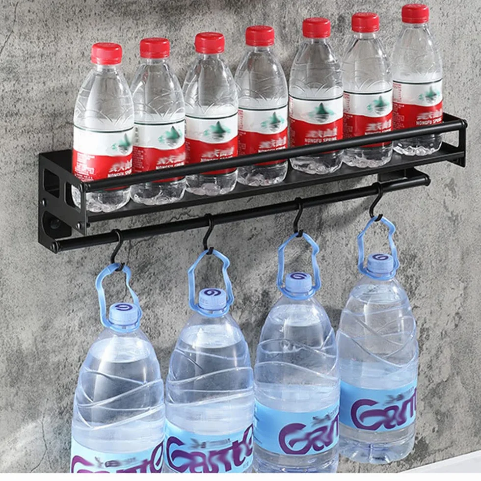 Stojaki na przybory kuchenne, 2-drożny organizer ścienny z 8 haczykami, długość 40 cm