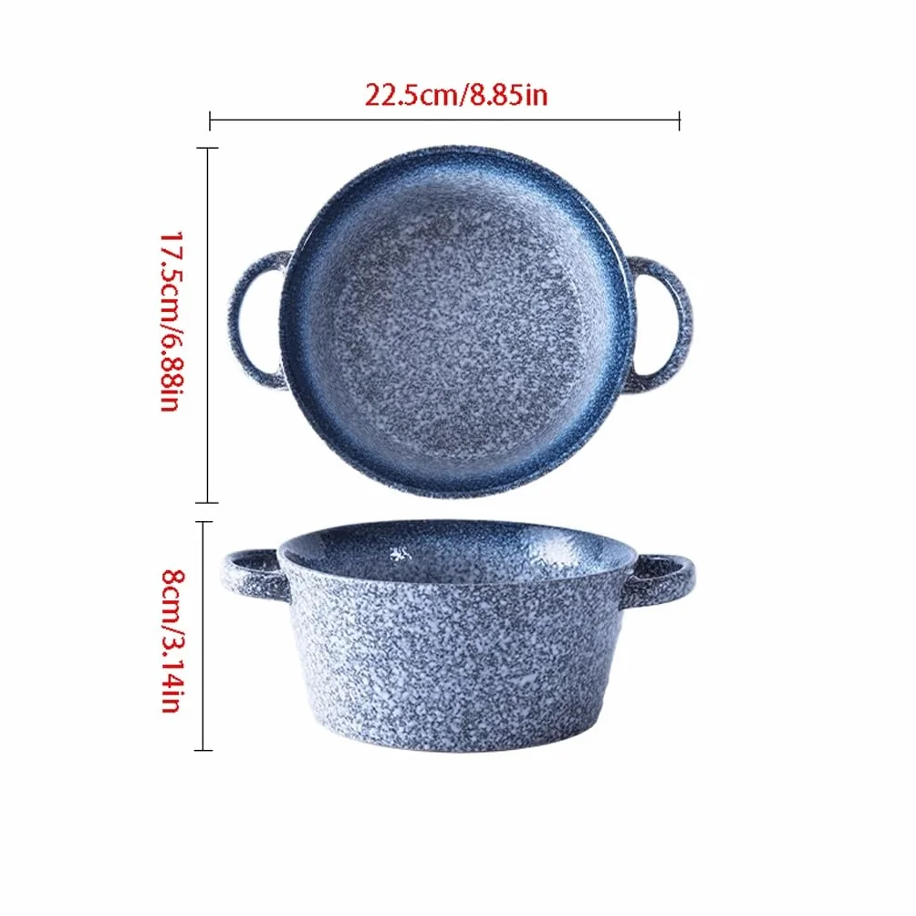 Miska do zupy, ceramiczna miska do ramenu z podwójnymi uszami, duża kreatywna miska na makaron i owoce