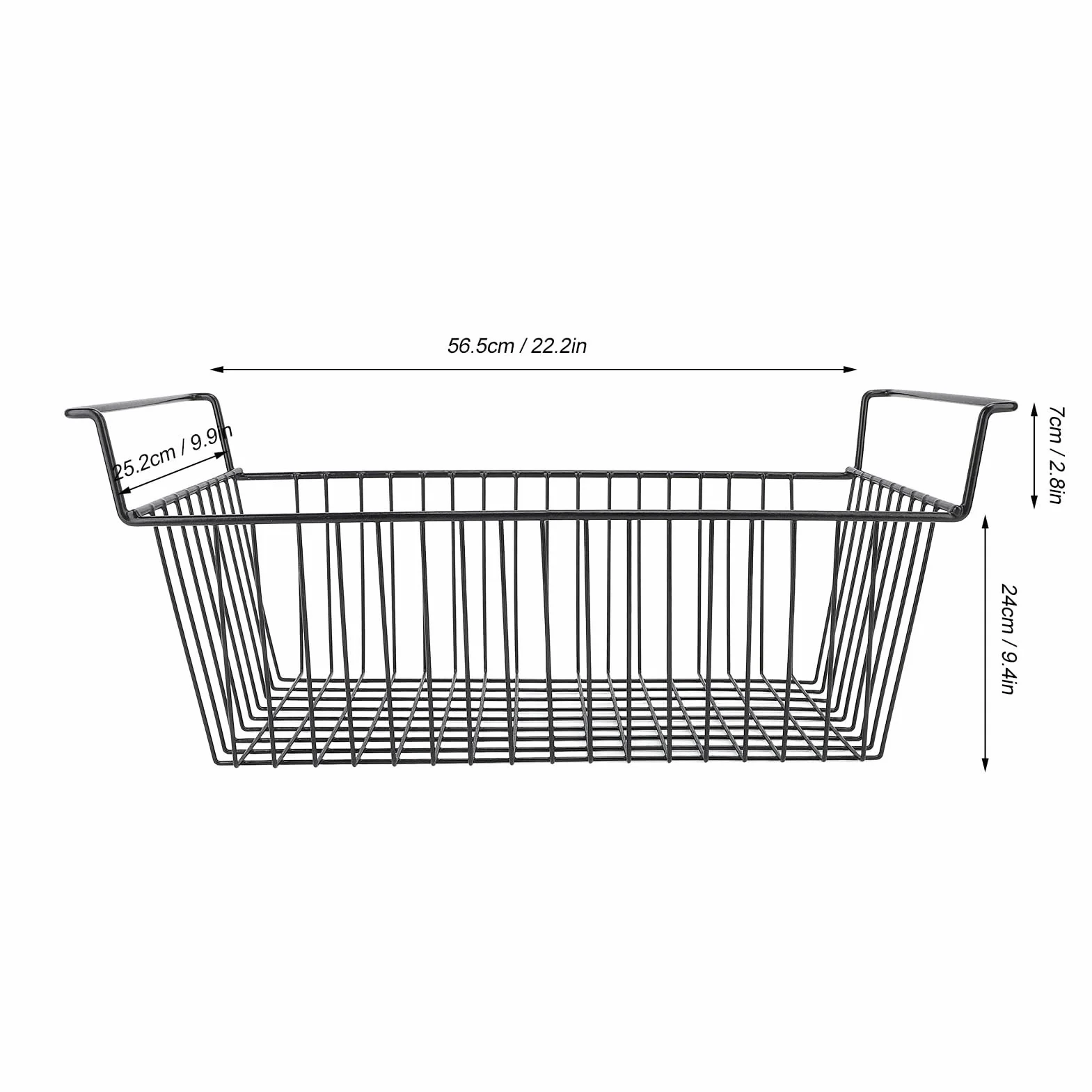 FTVOGUE Kosze do Zamrażarki Skrzyniowej 2 szt. Drucianych Pojemników z Uchwytami, Które Można ustawiać Jeden na Drugim (Dł. 56,5 cm X szer. 25,2 cm X wys. 24 (uchwyt) | Kosz do przechowywania w głębokiej zamrażarce z powłoką PE.Nierdzewny.Łatwy dostęp do