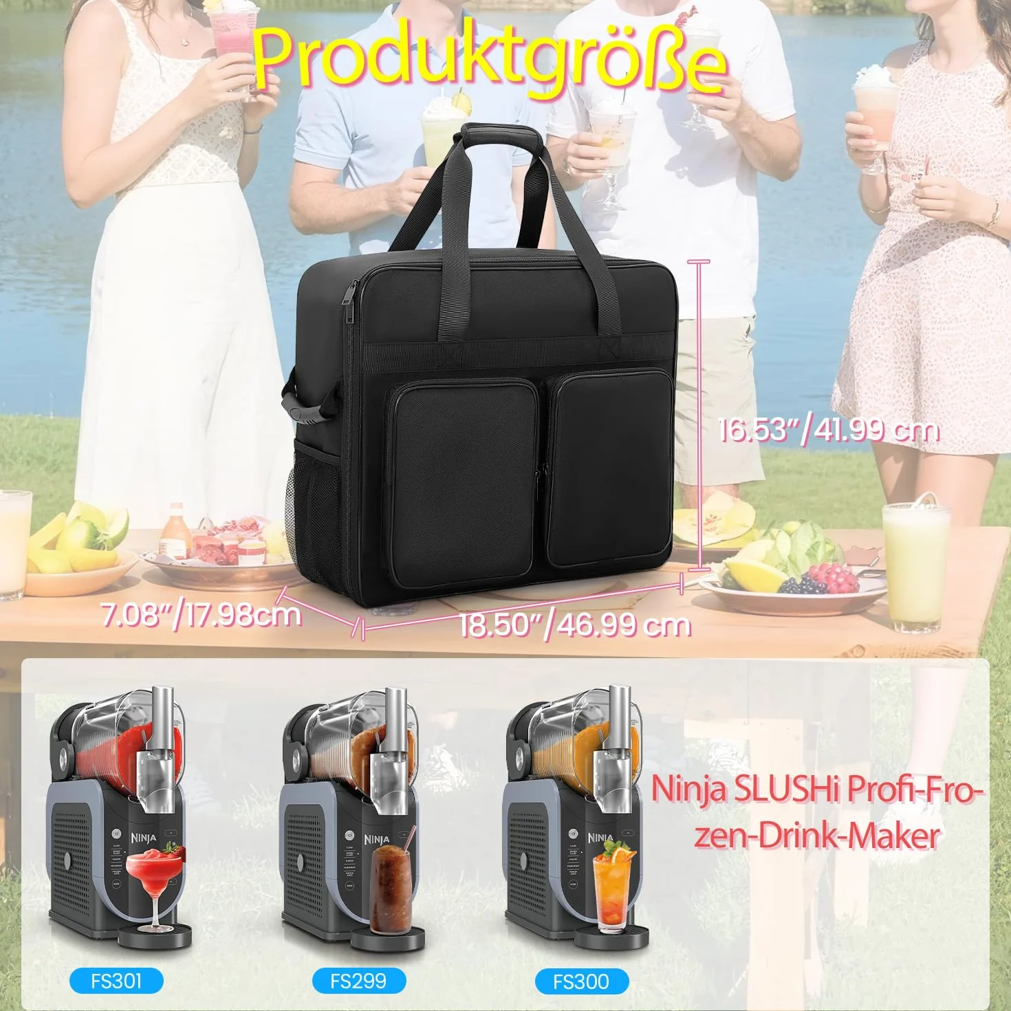 Torba do przenoszenia maszyny Ninja Slishie FS301/FS300, akcesoria do maszyny ninja lushie, przenośna torba do przechowywania na zewnątrz z otworem z przodu, konstrukcja z wieloma kieszeniami