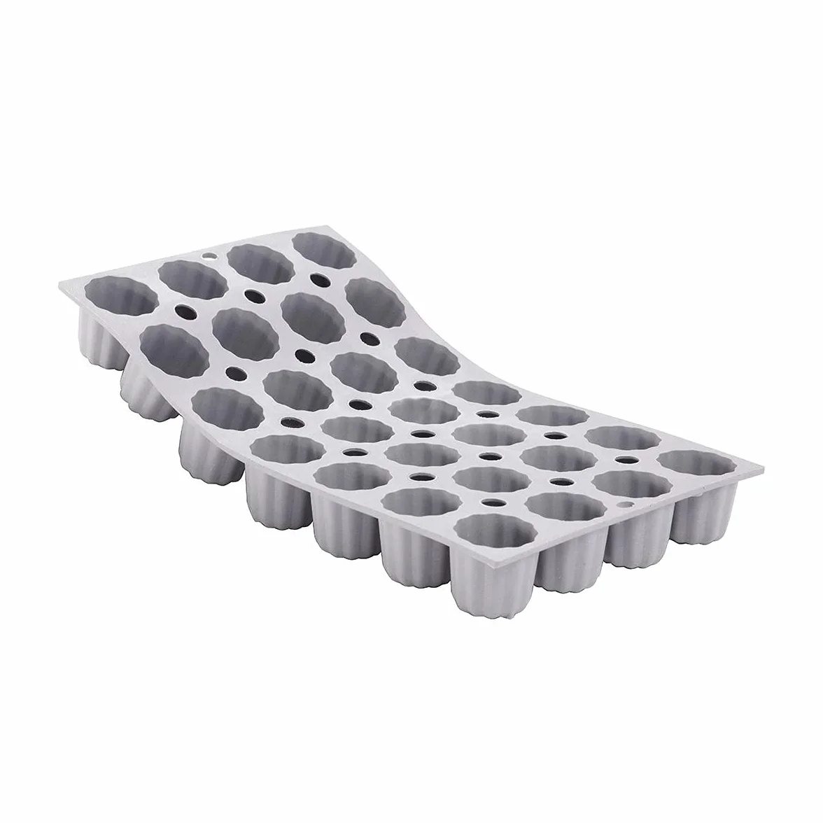 De Buyer Elastomoule 1,9 cl Mini-Bordelais karbowane formy do ciasta, silikonowe, szare, 35,41 x 17,4 x 3,99 cm