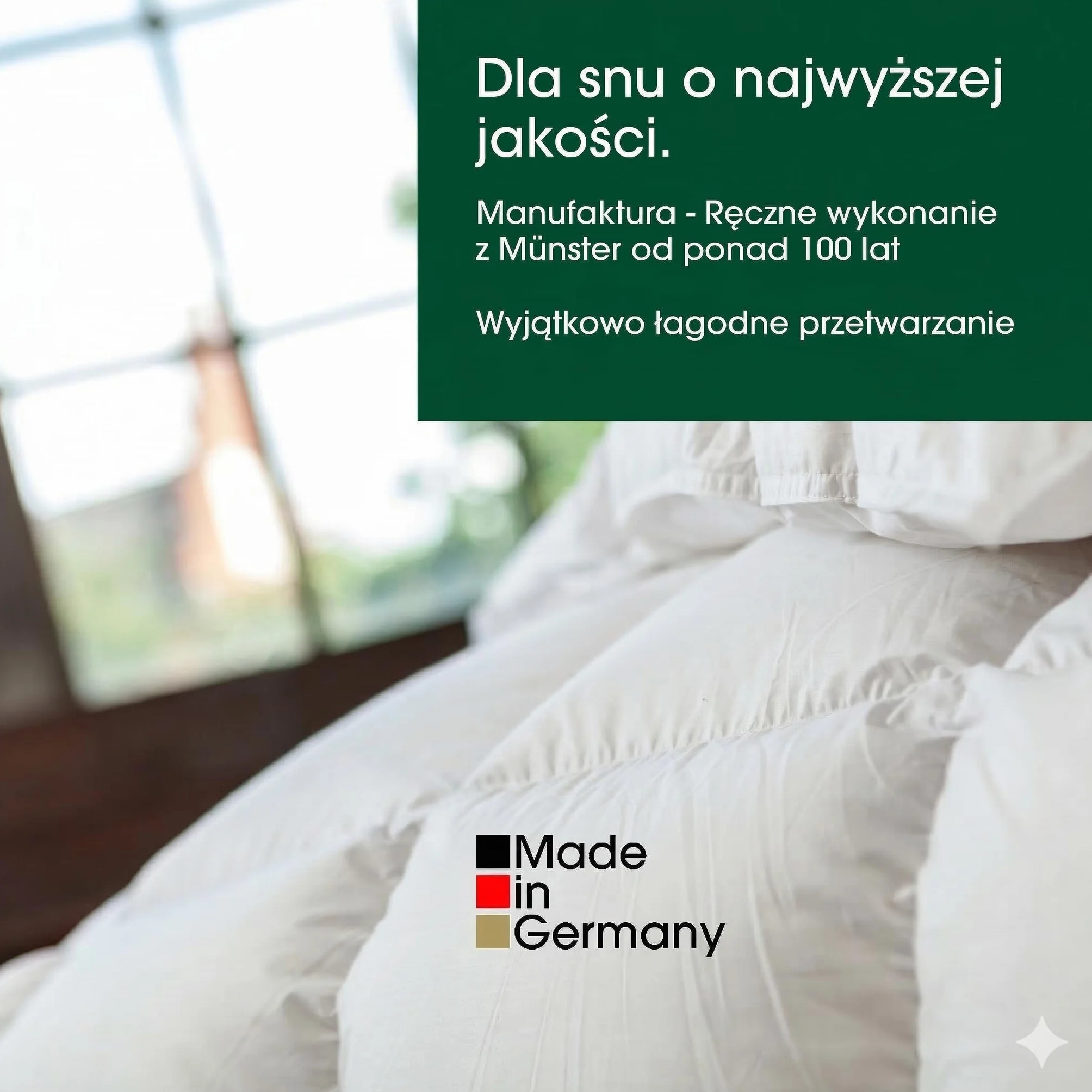 Premium de Luxe Poduszka Puchowa 60 x 70 cm - Made in Germany, 100% Bawełna, 3-Komorowa, Dla Alergików
