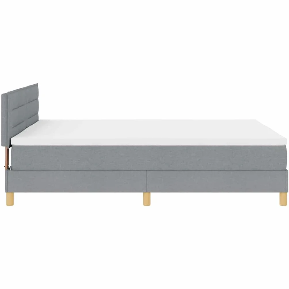 Nowoczesne łóżko z podświetleniem LED Model Standard 140x190 cm Szary | Łóżko z regulowanym zagłówkiem LED Jasnoszary 140x190 cm tkanina z materacem sprężynowym do sypialni