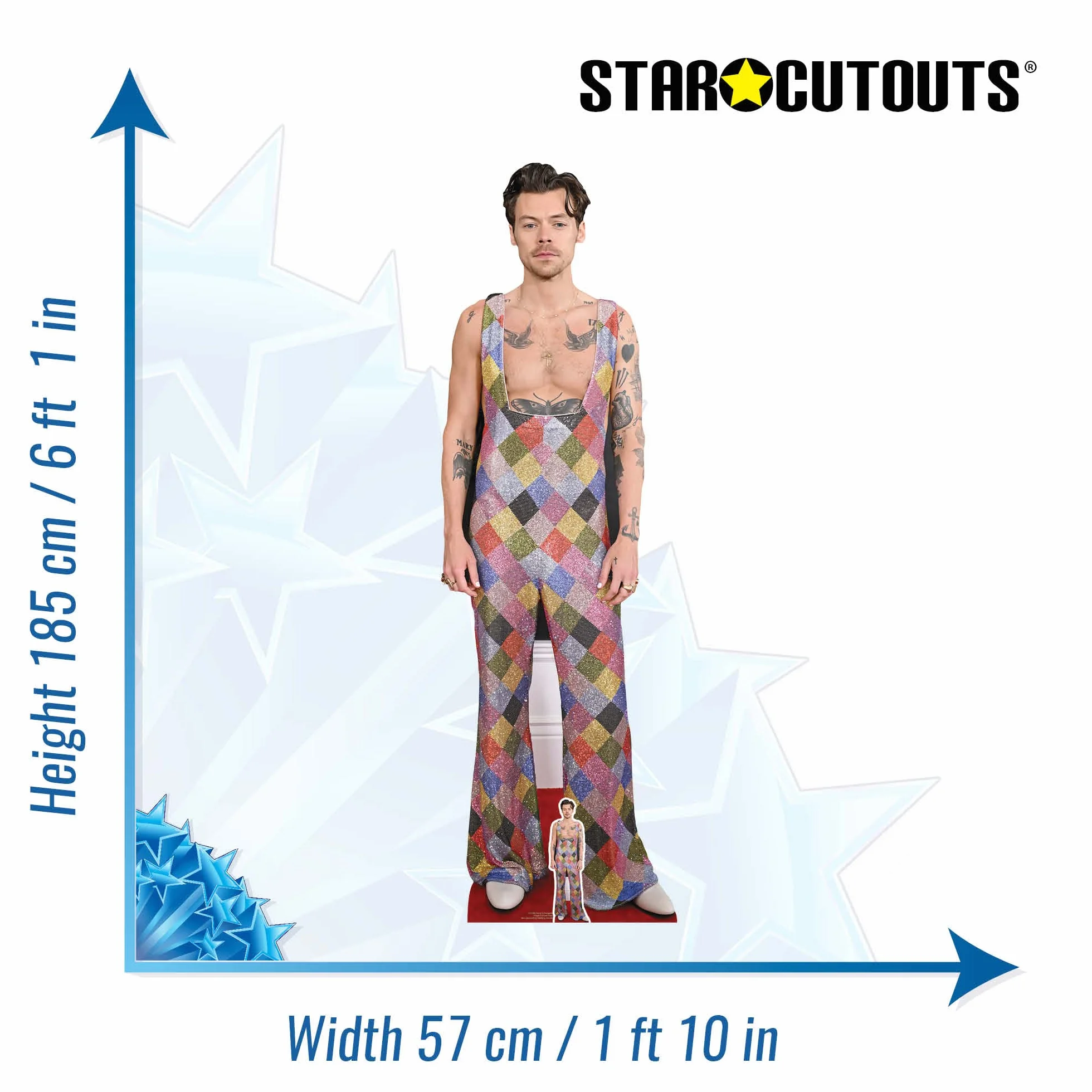 Star Cutouts CS1088 Harry S ogrodniczki Lifesize kartonowe wycięcie z wycięciem w kształcie mini gwiazdy