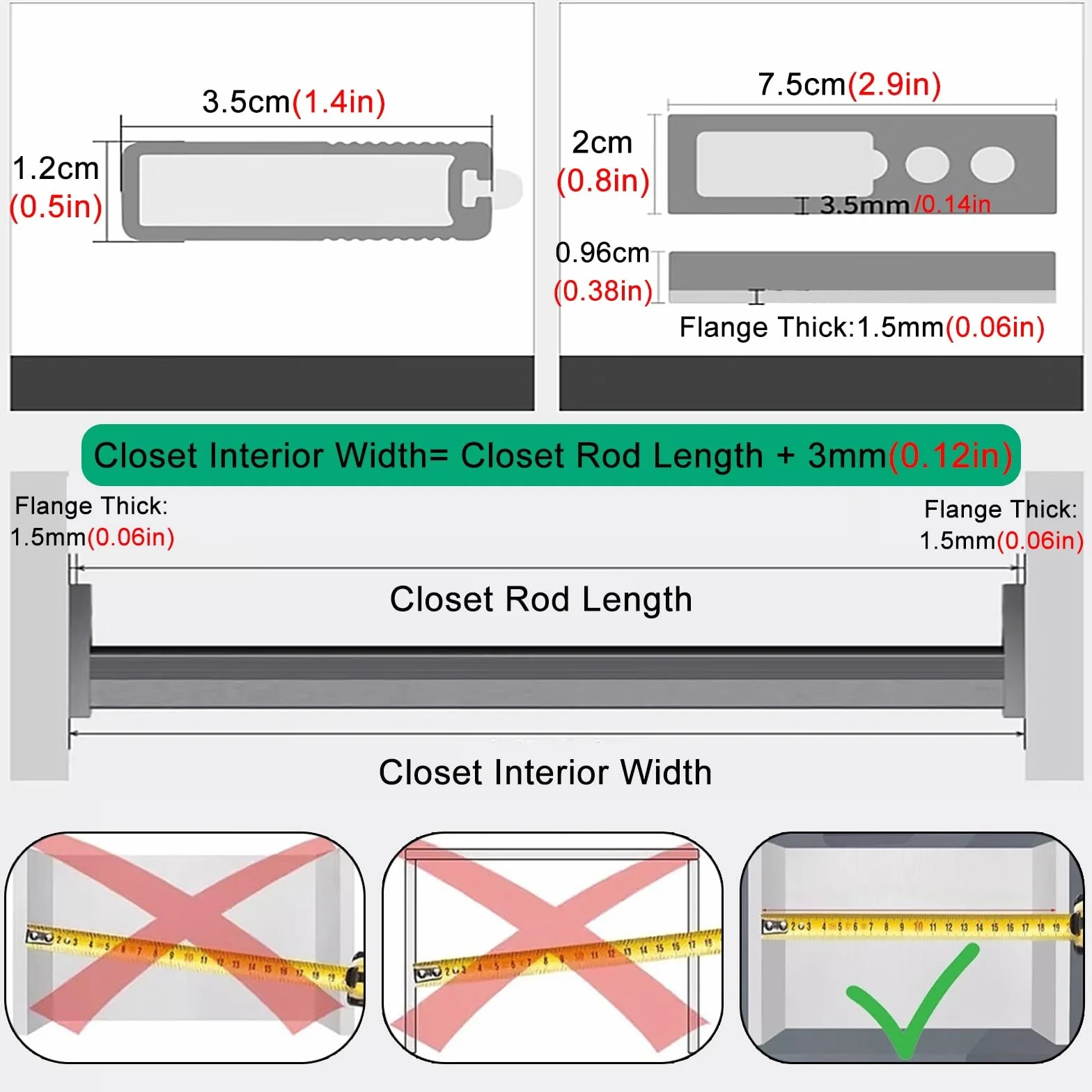 Montowany na ścianie kwadratowy drążek do zawieszania ubrań, złoty szary aluminiowy drążek do odzieży do przedszkola/biura/hotelu, 160 cm 157.5 cm 152.4 cm 152.4 cm 139.7 cm 127.0 cm 114.3 cm 106.7 cm