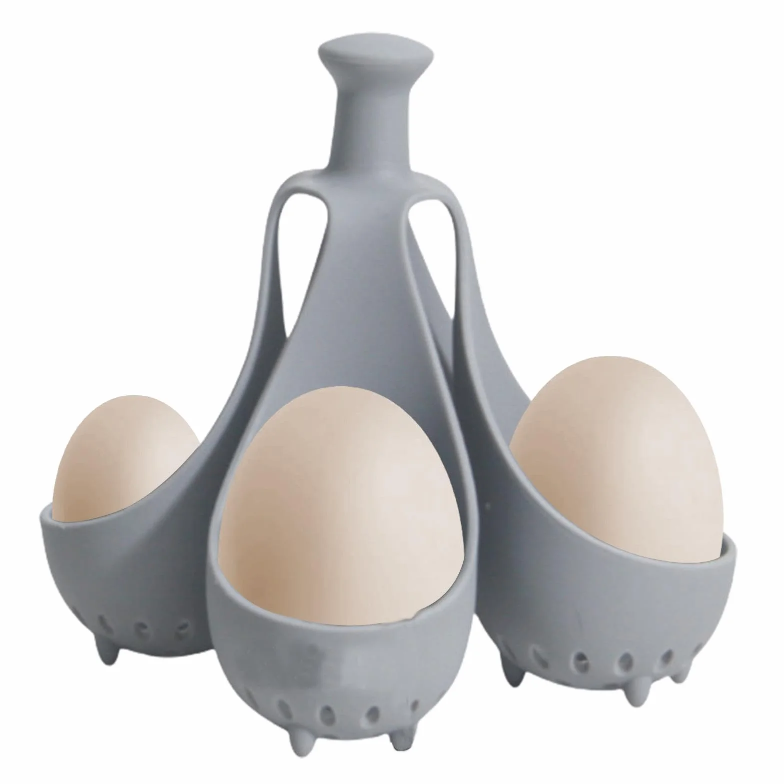 Silicone Egg Cooker Cups, Egg Poacher Set, 5.12x5.12x4.92 Inches High Temperature Resistant Dishwasher Safe Compact Stackable Design, Kitchen Storage Rack for Easy Drawer