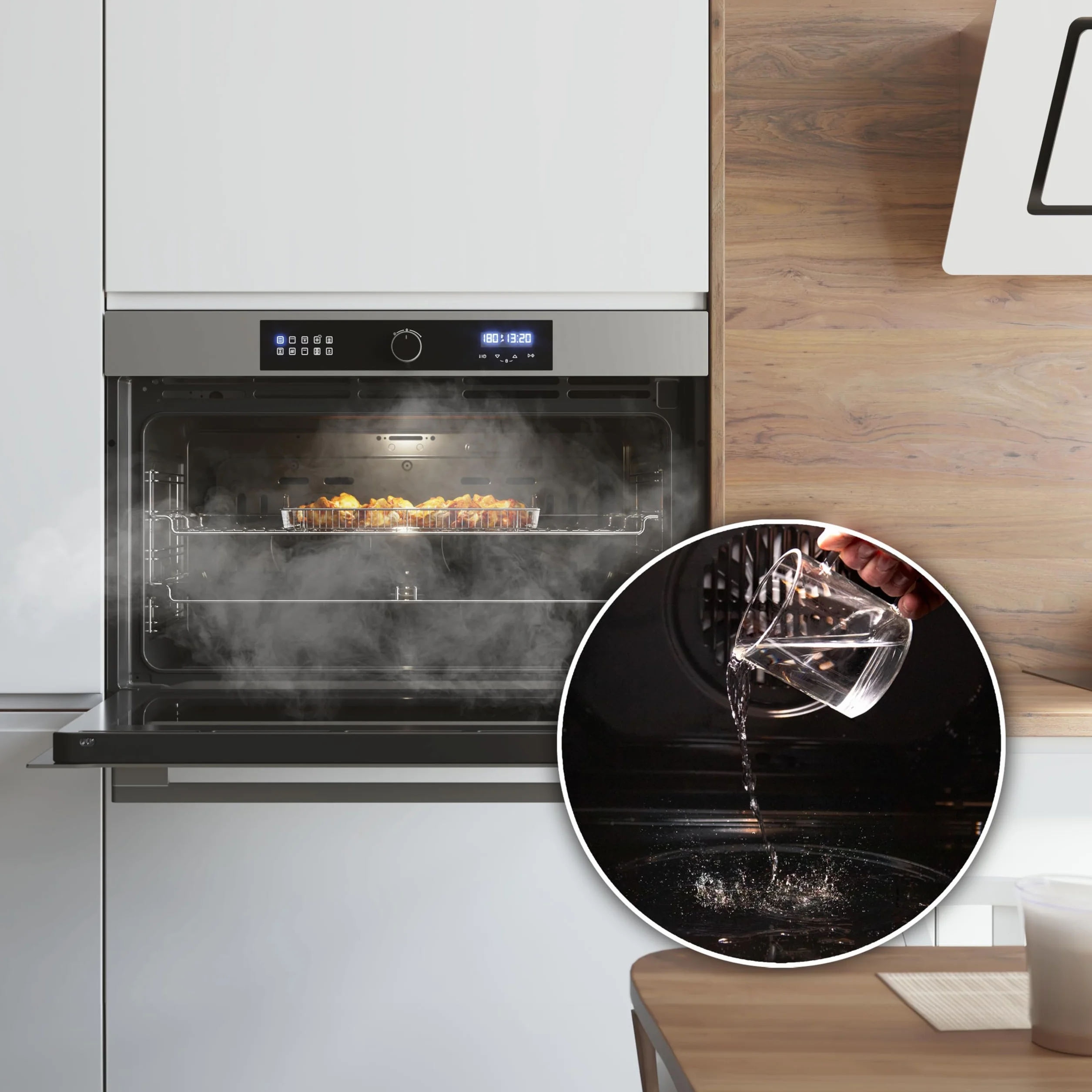 Cecotec Wielofunkcyjny piekarnik Bolero Hexa AF319000 Inox A 3800 W, pojemność 133 l, 11 funkcji z Airfryer Master, Mistrz pizzy, Steam Asisst, Steam EasyClean, 3D Cooking, Defrost