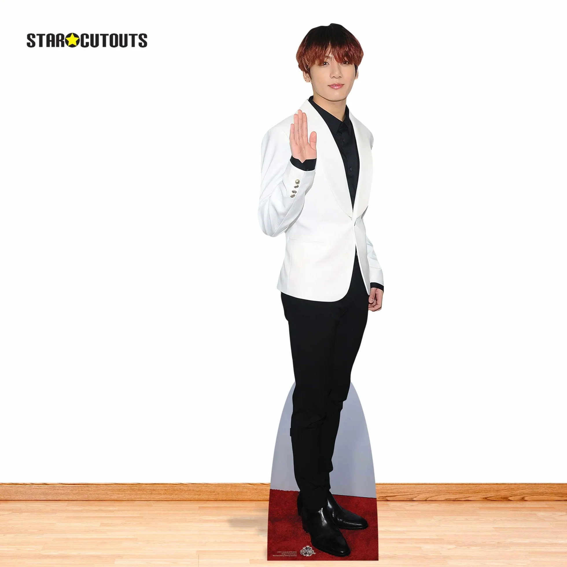 STAR CUTOUTS CS973 Jungkook Bangtan Boys biały Jeon Jung-kook Waving Lifesize kartonowe wycięcie z bezpłatnym mini, regularny