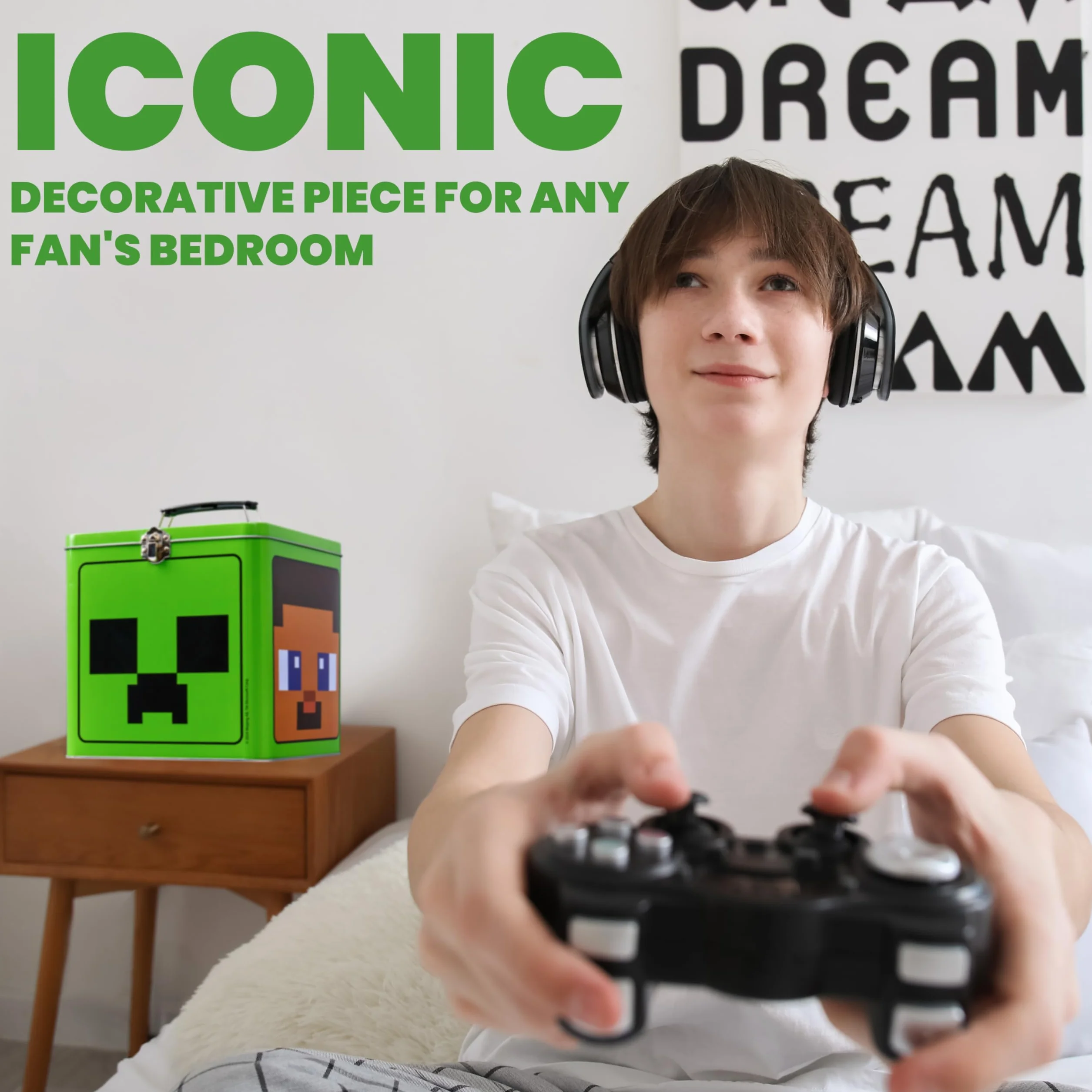 Minecraft Puszka na ciasteczka dla dzieci i nastolatków, metalowe zapięcie, 7 x 7 cm, dekoracyjny słoik na ciasteczka, prezenty dla graczy
