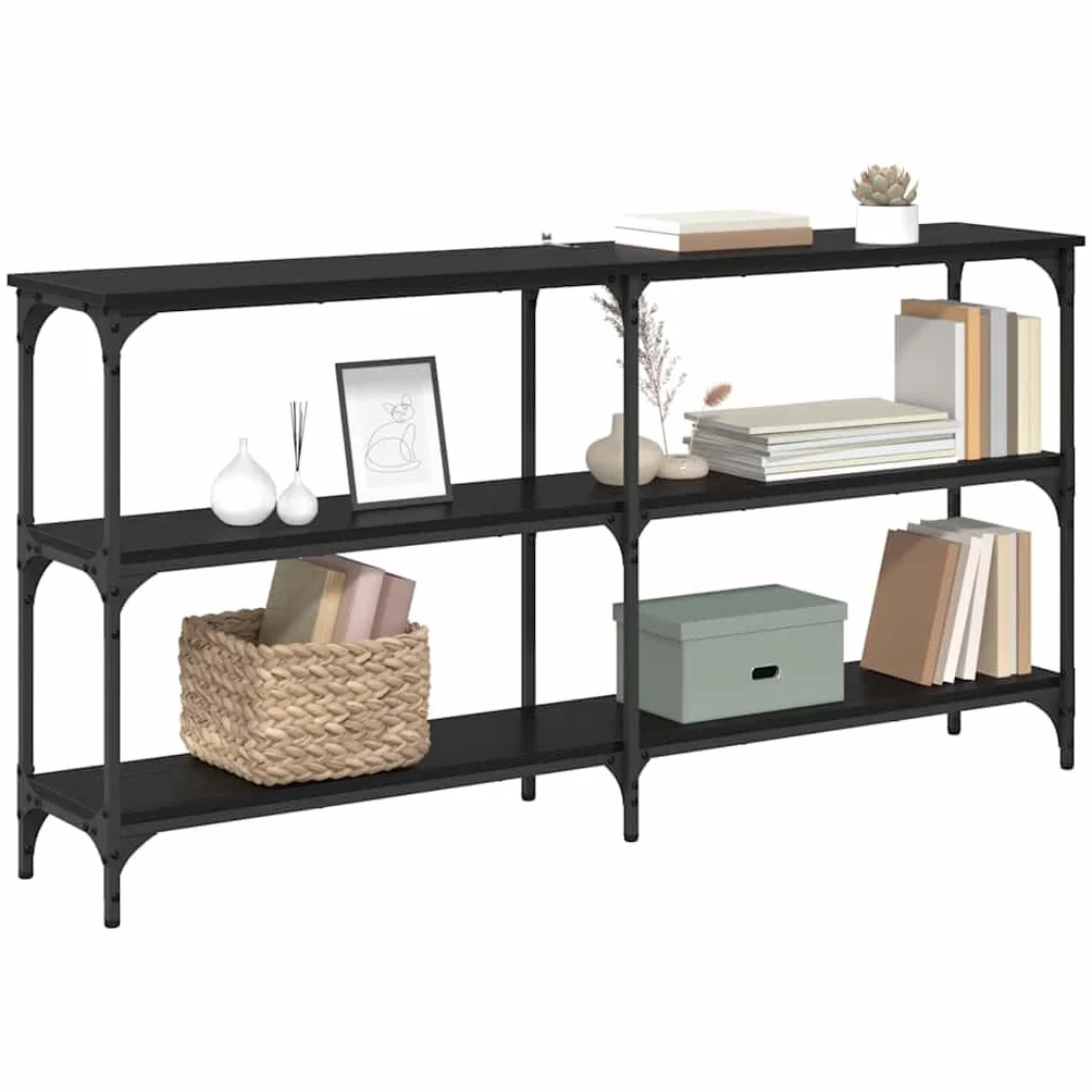 vidaXL Konsola Czarny Dąb 150 x 29 x 75 cm Drewno inżynieryjne i metal