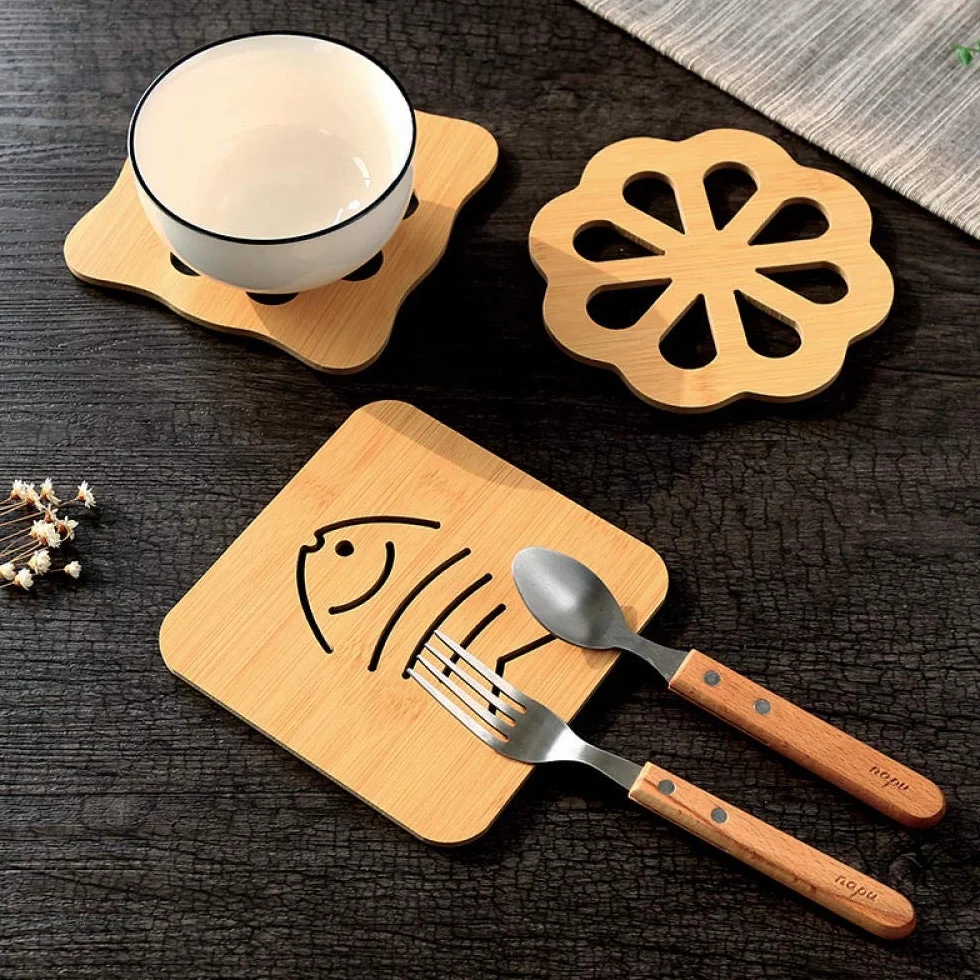 okrągła podkładka, Drewniana mata izolacyjna z kreskówek, na stół, antypoślizgowa pod garnek, miskę, kreatywna, słodka podkładka herbatę, drewniana talerz_M