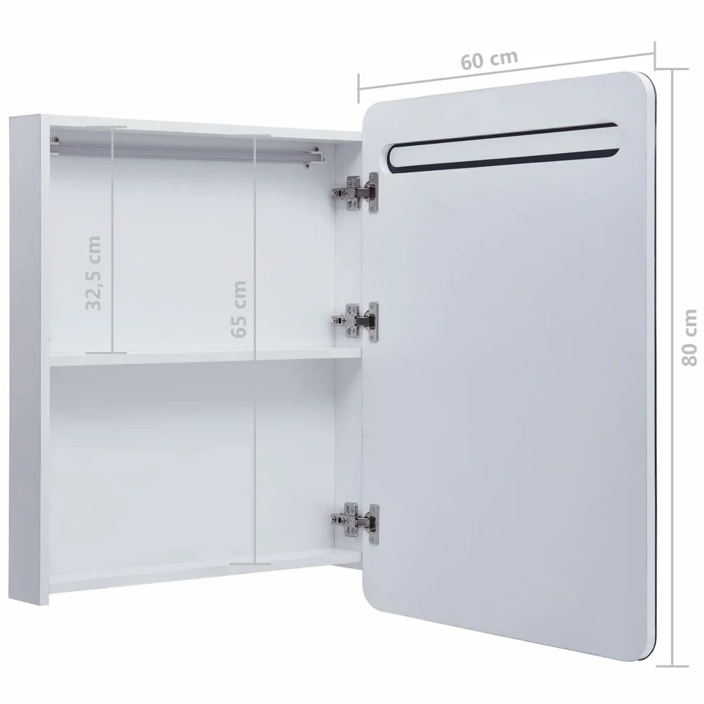 vidaXL Szafka łazienkowa z lustrem i LED, 60 x 11 x 80 cm