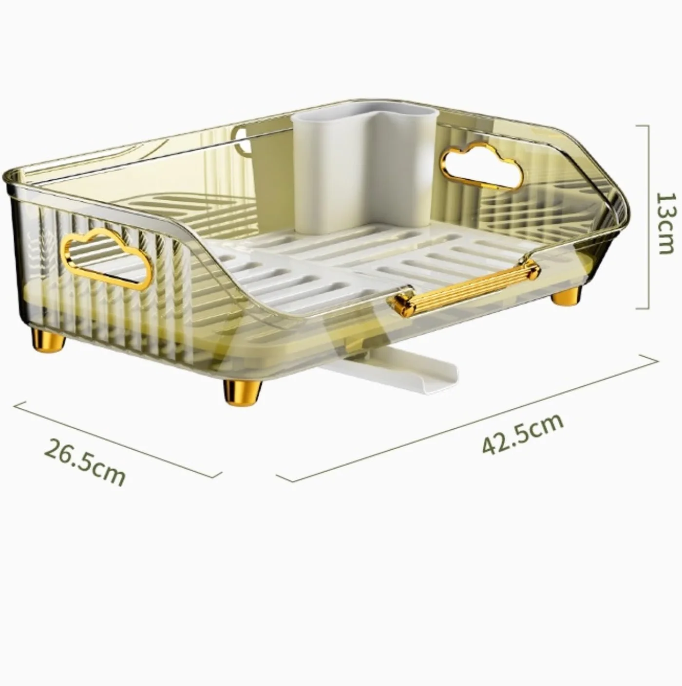 Ociekacz do Naczyń Suszarka do Naczyń Zlewozmywak Kuchenny Talerz Ociekacz Do Naczyń Suszarka Uchwyt Kosz Organizer Taca Stojak do Ociekania Naczyń (Color : Transparent, Size : 42.5 * 26.5 * 13cm)