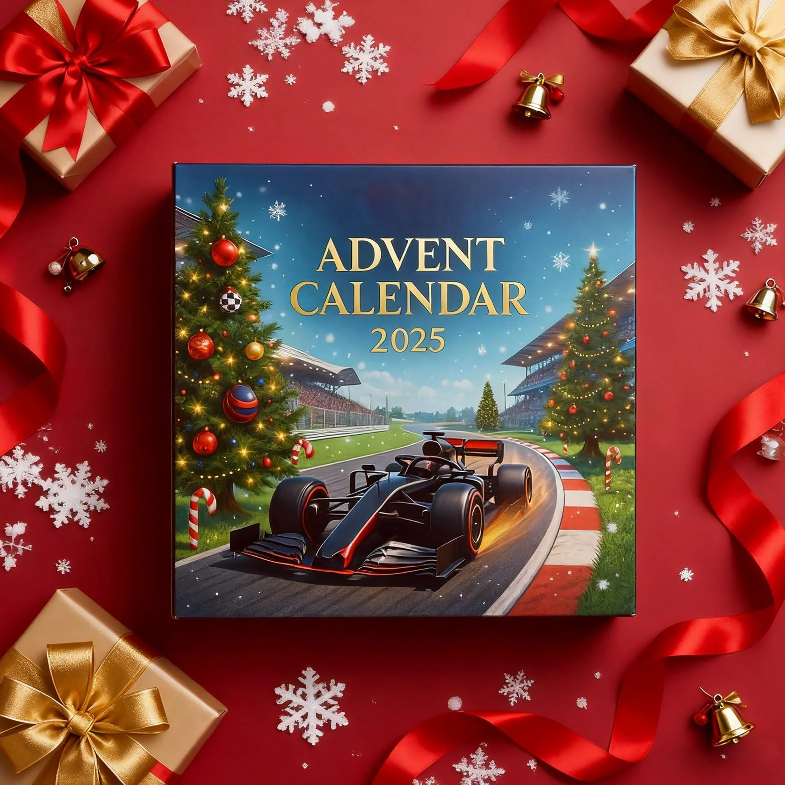 Racing 2025 Christmas Advent Calendar, 24-Day Countdown, 2D Racing Team Ornament, Holiday Surprise for Boys and Girls