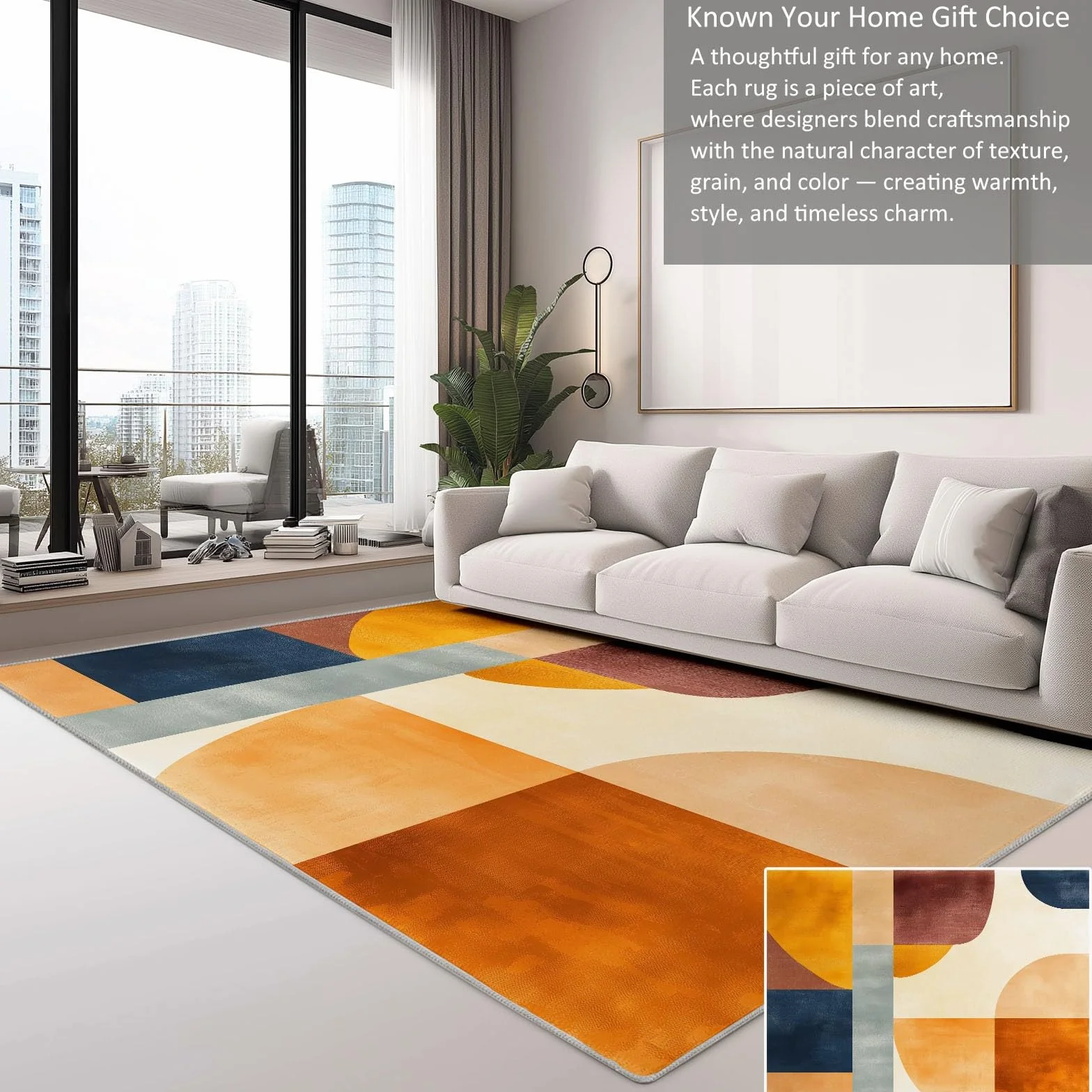 Abstrakcyjny dywan do salonu 140 x 200 cm - Geometryczny minimalistyczny nadruk dekoracyjny dywan z klockami, kolor z krótkim włosiem antypoślizgowa prostokątna wycieraczka do salonu jadalni